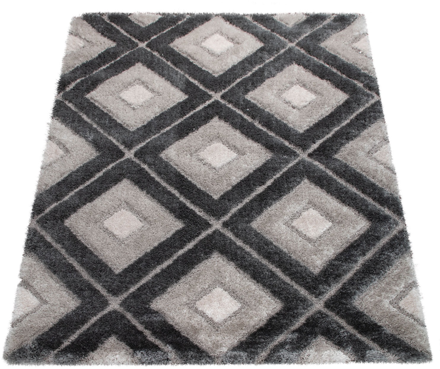 Image of Paco Home Hochflor-Teppich »Ponto 820«, rechteckig, 40 mm Höhe, modernes Rauten Design, weich und flauschig, ideal im Wohnzimmer & Schlafzimmer bei Ackermann Versand Schweiz