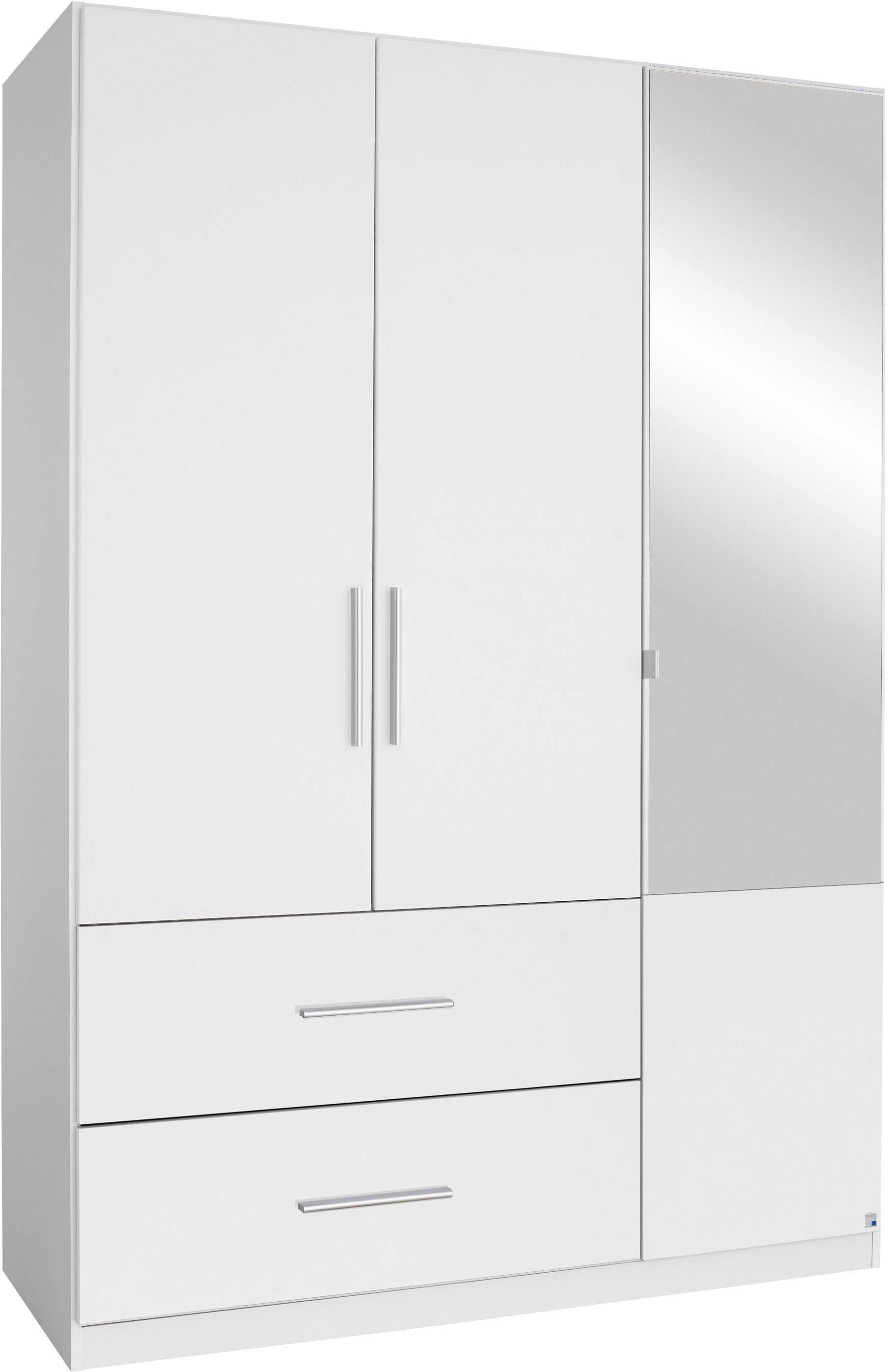 Image of rauch Kleiderschrank "Schrank Garderobe Wäscheschrank Ankleide Schlafzimmer Möbel ALVOR" Weiss mit Spiegel und 2 grossen Schubladen MADE IN GERMANY