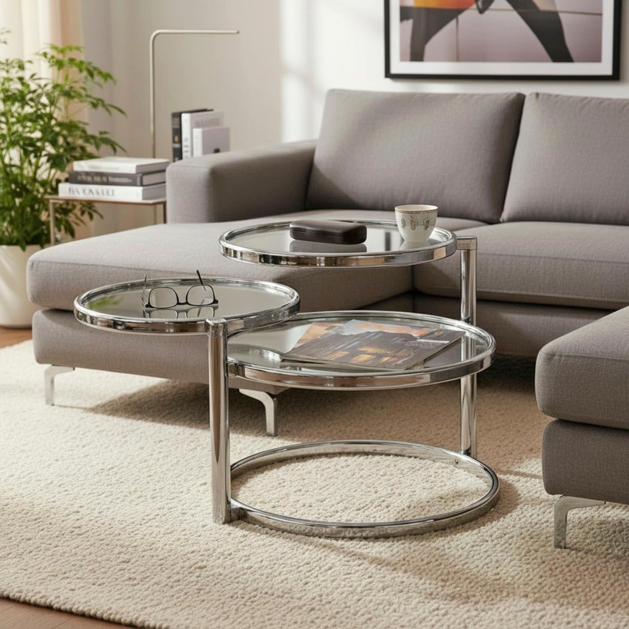 HAKU Table basse »Sofatisch, Wohnzimmertisch« 1 cuis tlg. rond - en métal argenté - Ø/H / cm
