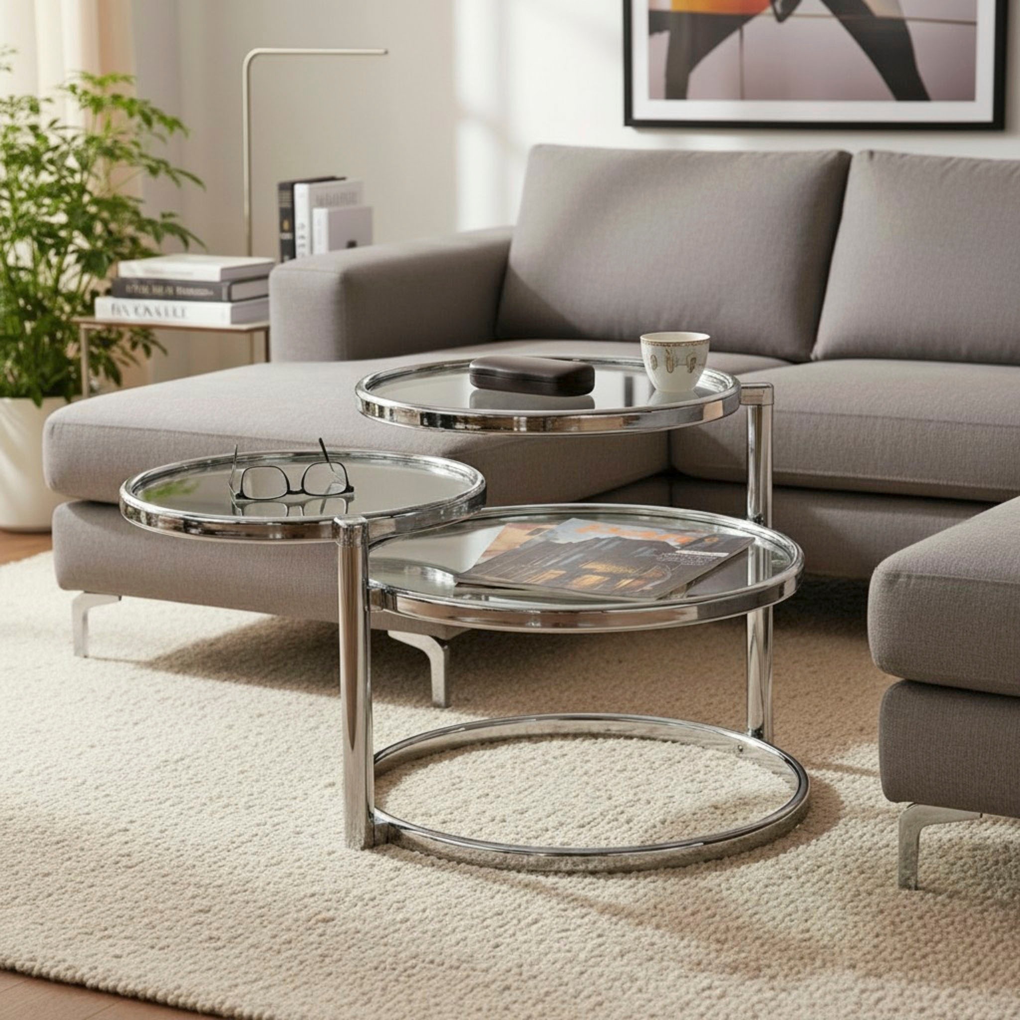 HAKU Couchtisch "Sofatisch, Wohnzimmertisch" 1 Stk. tlg. rund - aus Metall Silber - Ø/H / cm