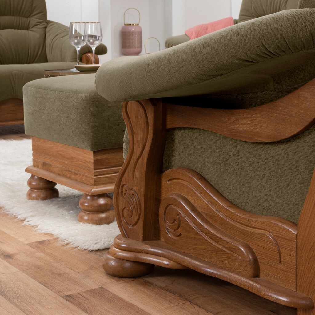 Max Winzer® Polstergarnitur »Texas«, mit dekorativem Holzgestell, 2-tlg.