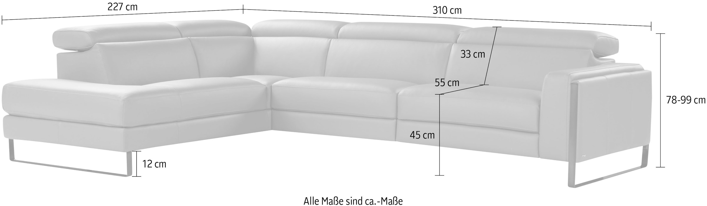 CALIA ITALIA Ecksofa »Pier, Design und erstklassiger Sitzkomfort im Einklang, L-Form« in hochwertigem Lederbezug, 310 cm Breite