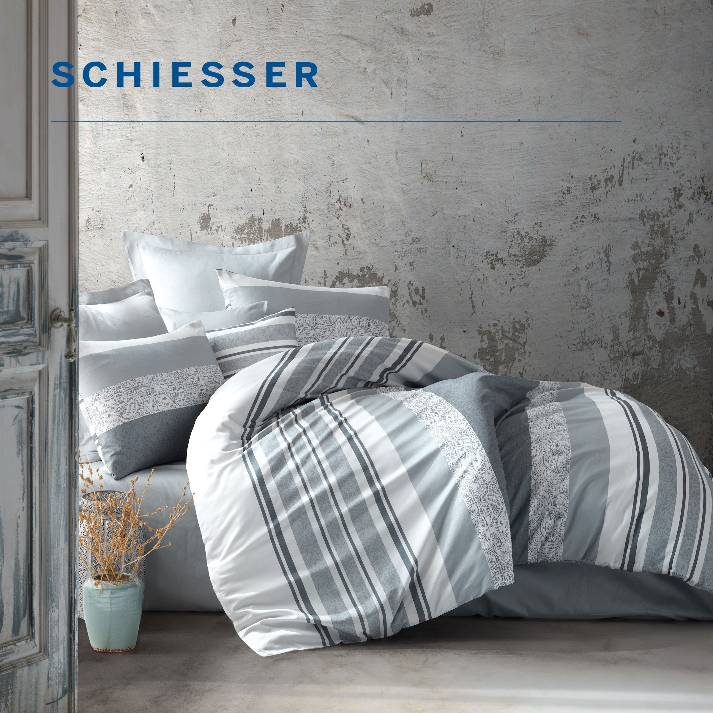 Schiesser Linge de lit »Adele aus weicher Baumwolle im Paisley-Streifen-Look« 2 cuis MADE IN GREEN by OEKO-TEX®