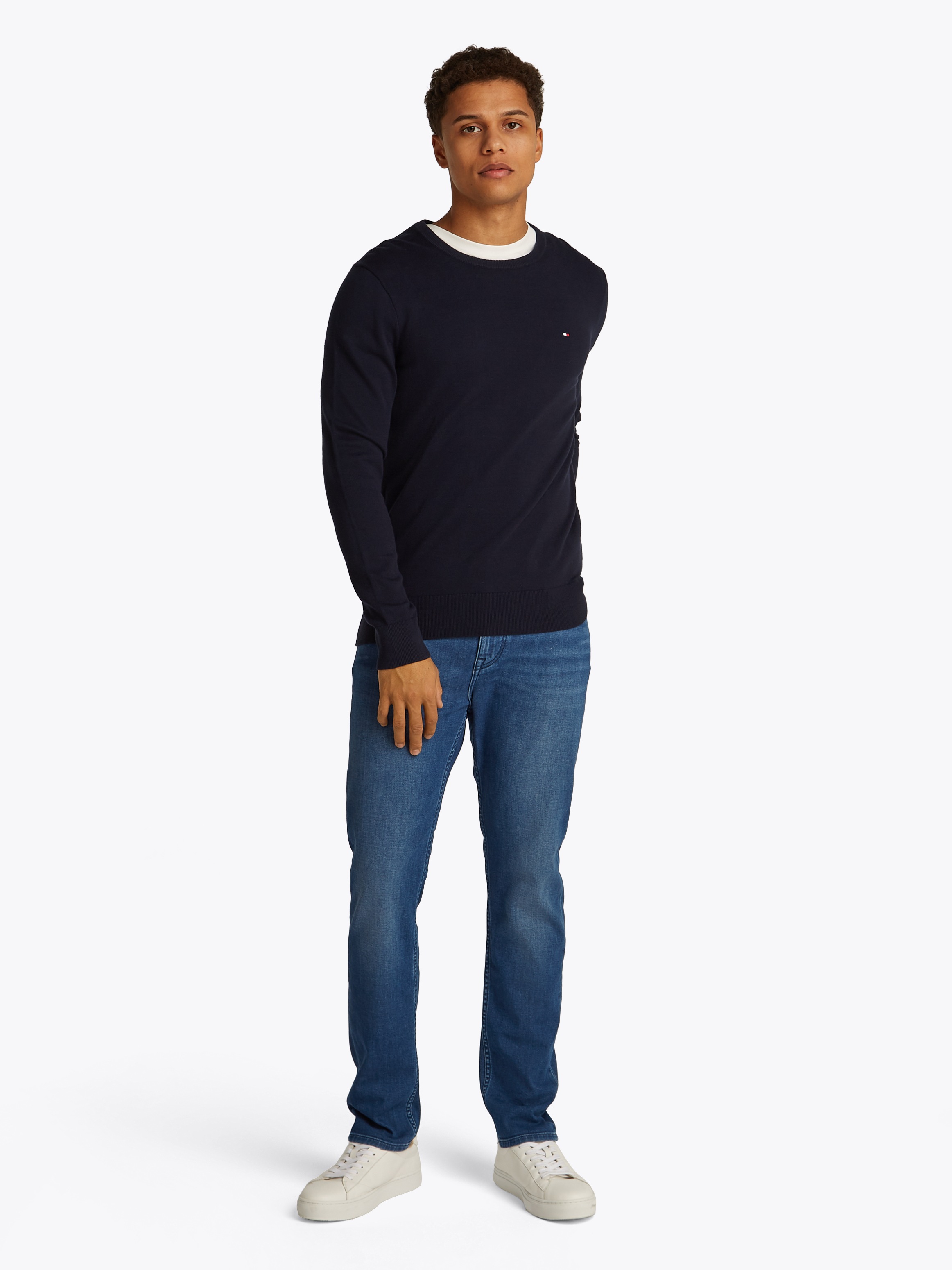 Tommy Hilfiger Rundhalspullover »ESSENTIAL COTTON CREW NECK«, 100% Baumwolle Crewneck Regular Fit Premium Mode