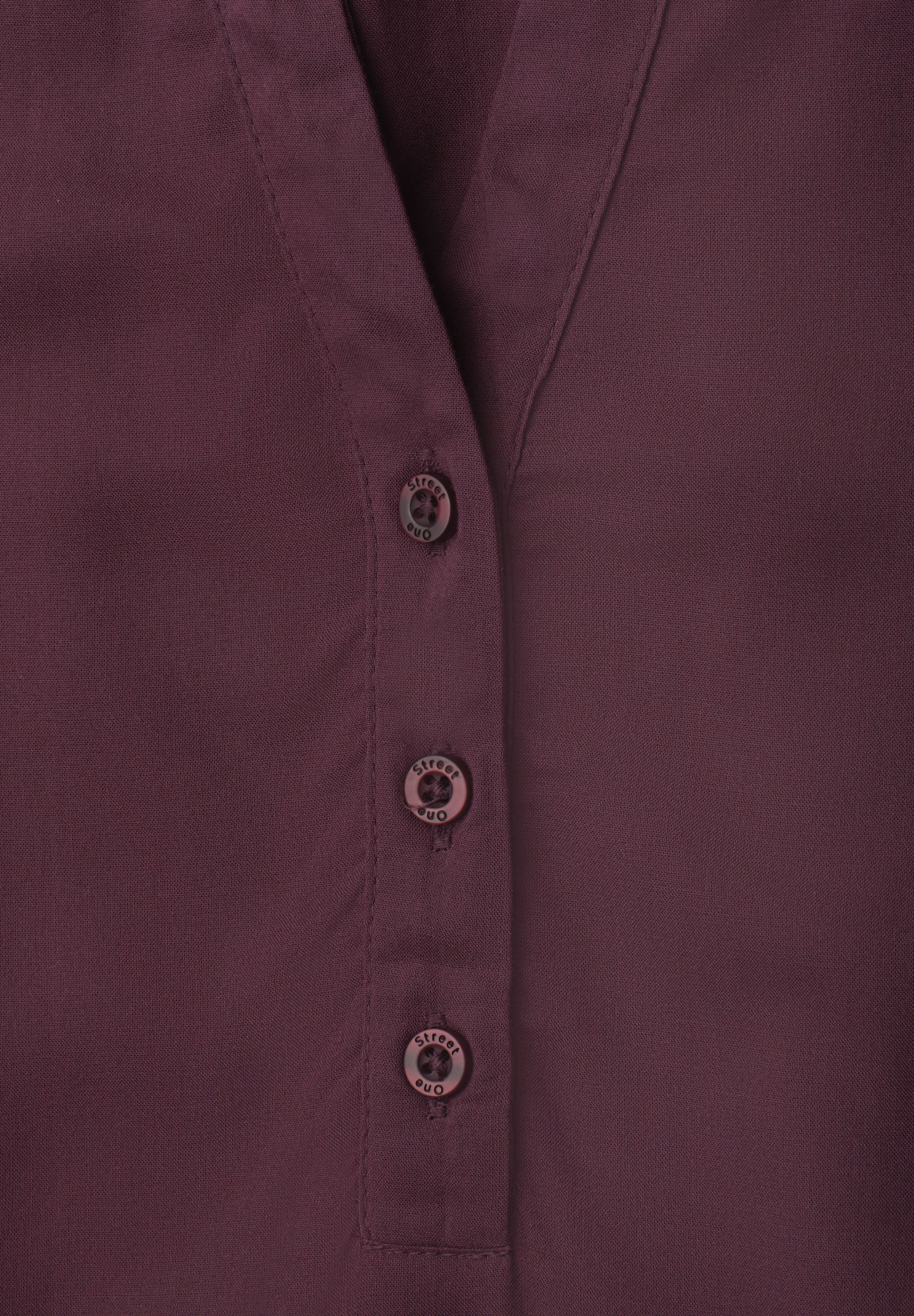 STREET ONE Blouse à manches courtes blouse d'été courte avec encolure fendue