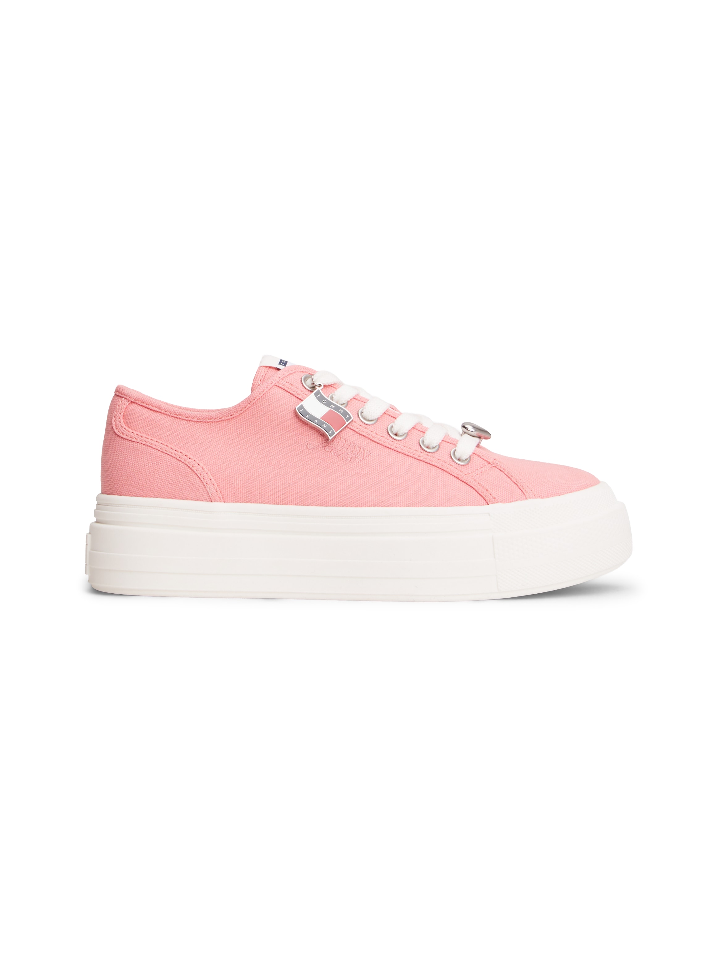 Tommy Jeans Baskets à plateforme »TJW FLATFORM SNEAKER CHARMS«  Chaussure basse, à lacets, chaussure de loisirs avec petit drapeau TJ en pendentif