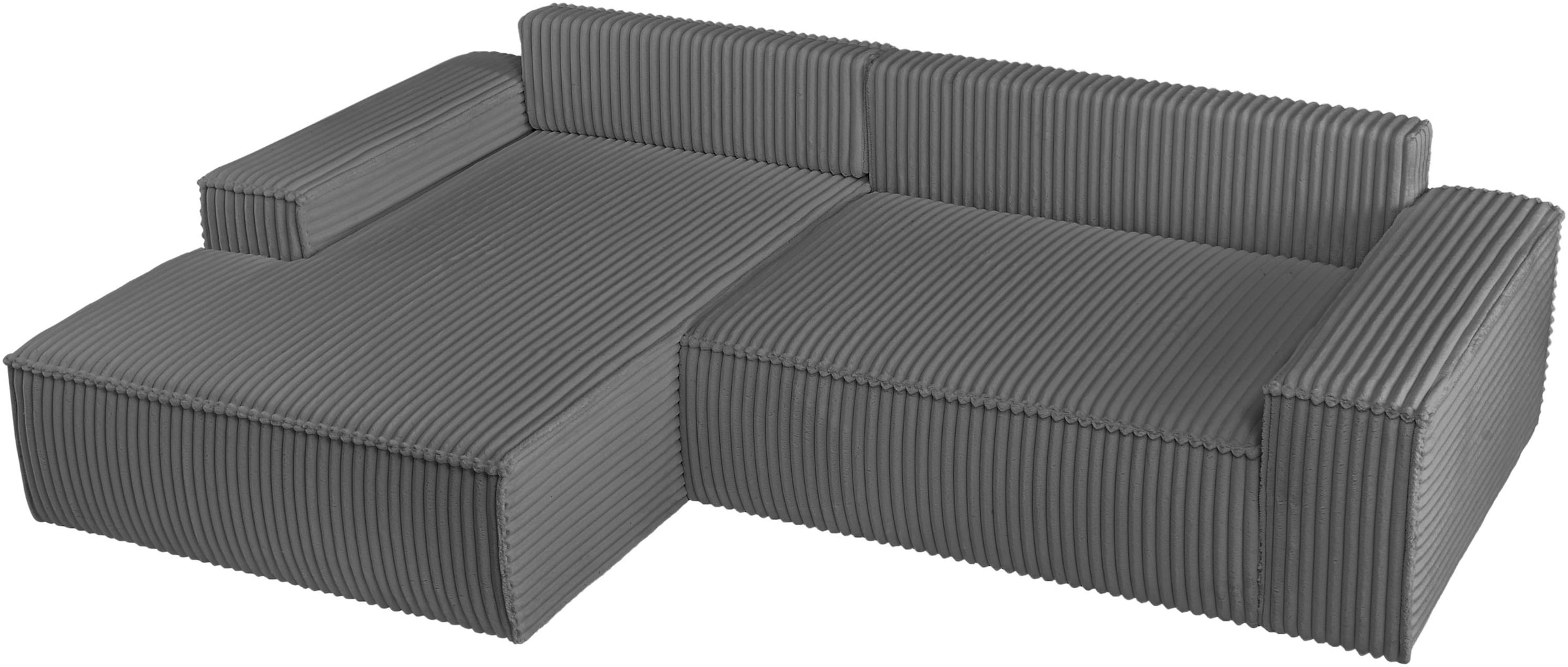 andas Ecksofa »Finnley Schlafsofa 267 cm in Bouclé, Struktur fein u. Cord, L-Form,«, Schlaffunktion m. Bettkasten (136/210 cm), Bouclé, Struktur und Cord