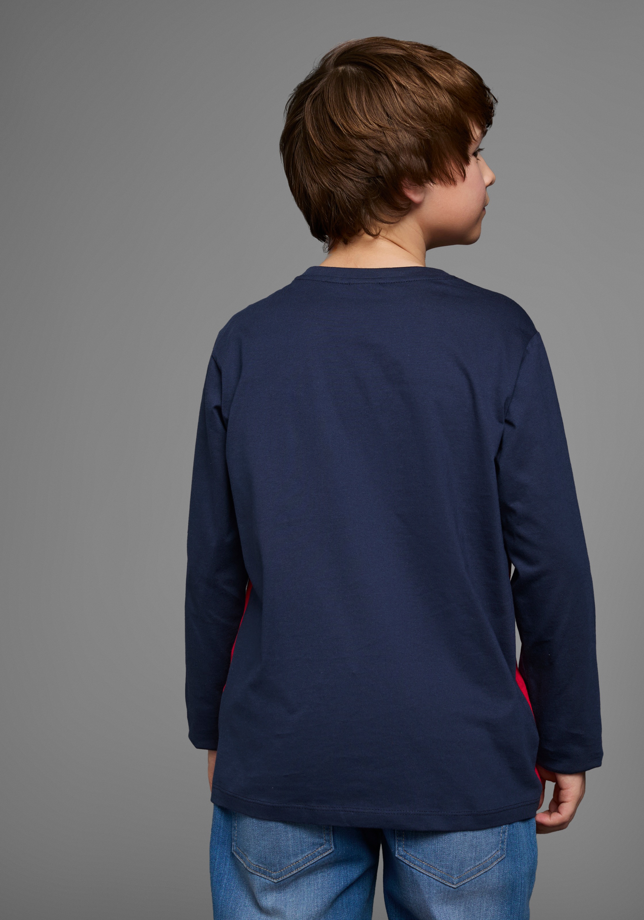 KangaROOS Langarmshirt »Im tollem Colorblocking-Design«, Langarm, Basic-Passform, mit auffälligem Druck