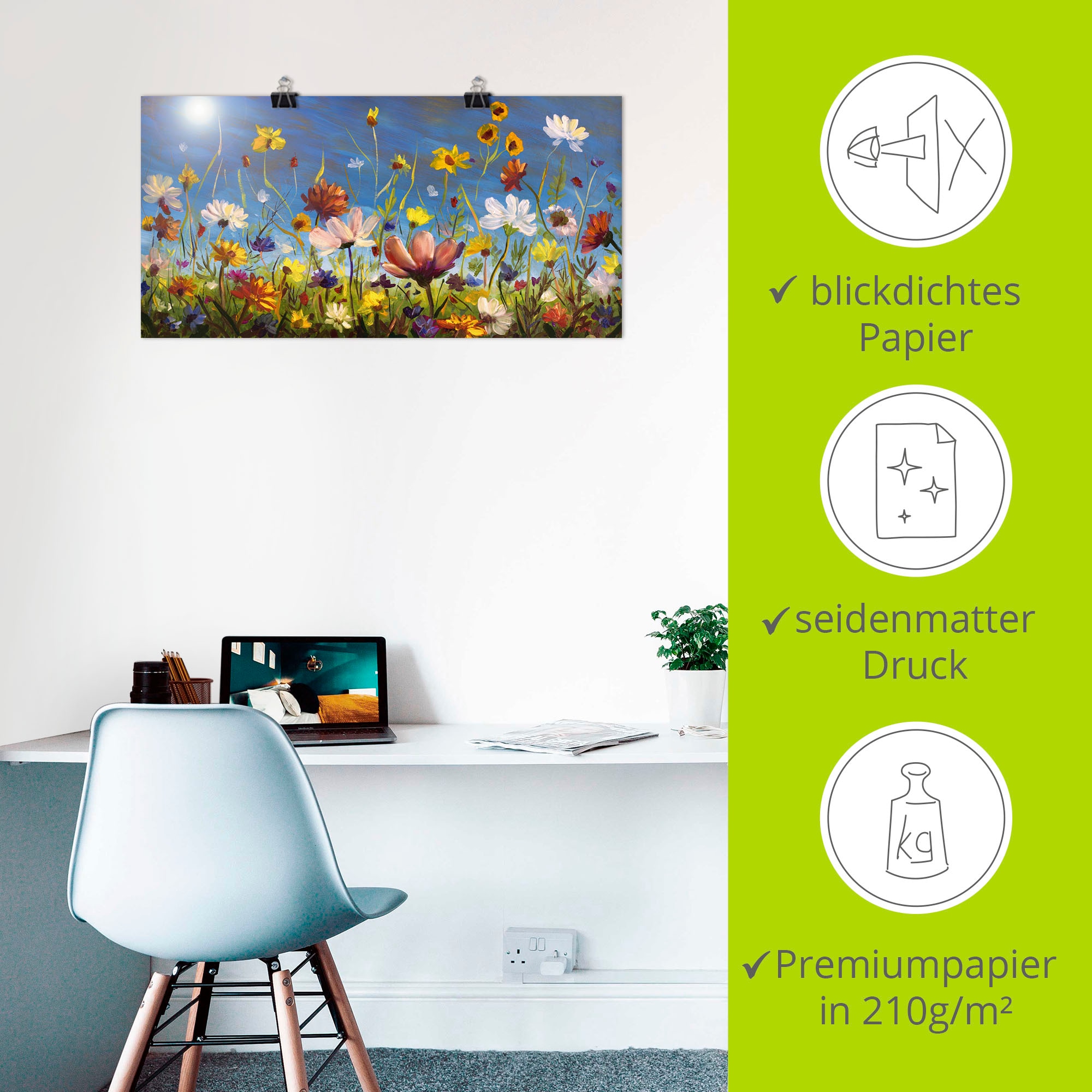 Artland Wandbild »Wildblumenwiese blauer Himmel« Blumenwiese 1 Stk. tlg. als Leinwandbild, Poster in verschied. Grössen