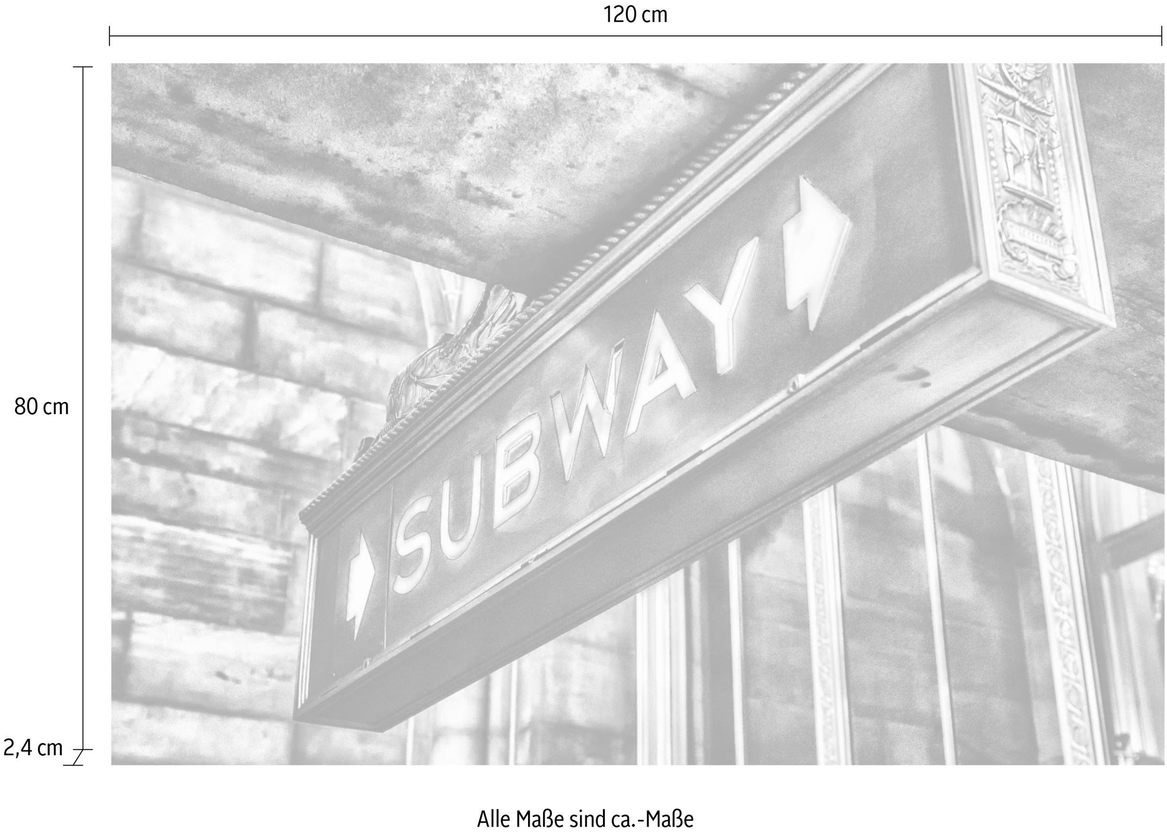 queence Acrylglasbild »SUBWAY Schild«, Elemente der Architektur-Schriftzug-Schwarz-Weiss-Schilder, Fine Art-Print in Galeriequalität