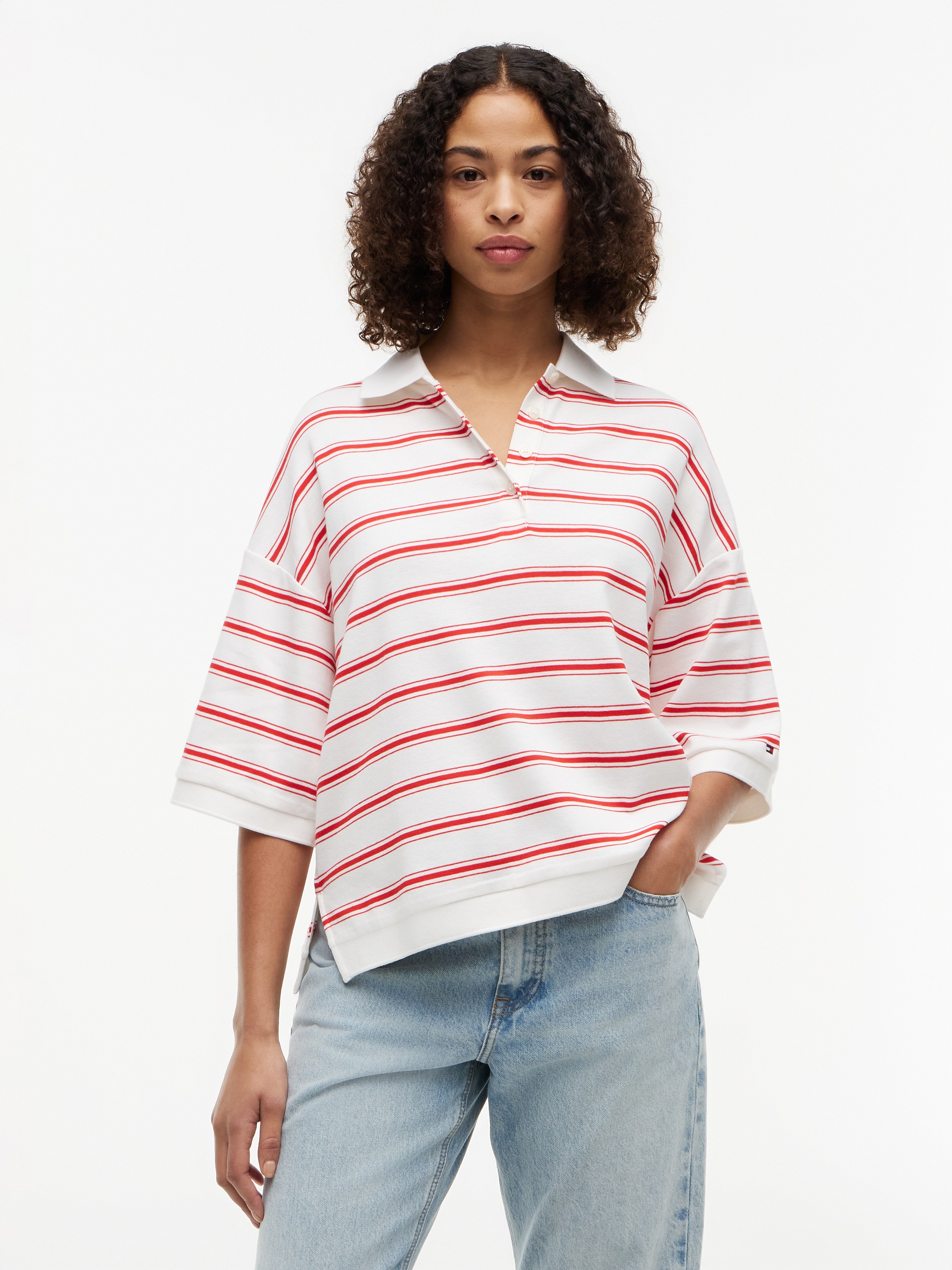 Image of Tommy Hilfiger Poloshirt "MULTISTP OVERSIZED SS POLO" Baumwolle, oversize