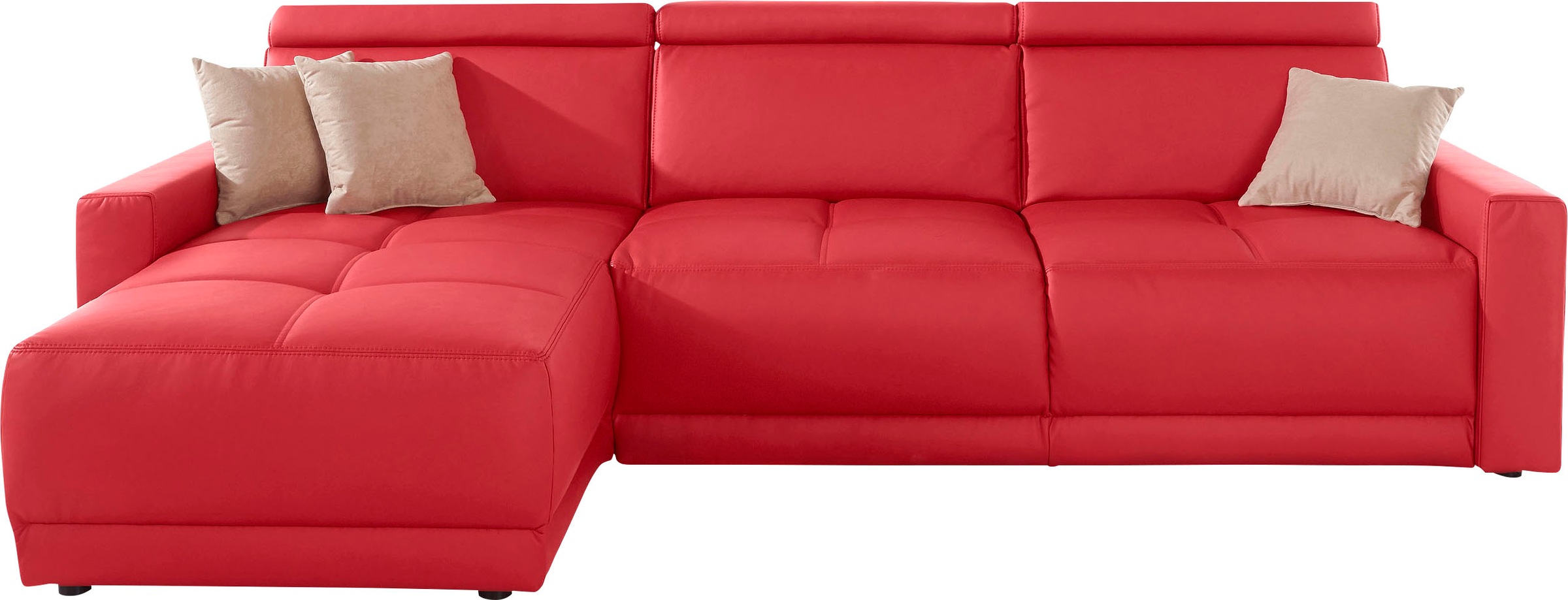 Image of DOMO collection Ecksofa "Ava mit moderner Sitzheftung & toller Doppelnaht, komfortabel, L-Form" mit Recamiere, inkl. Federkern, wahlweise mit Kopfteilverstellungen
