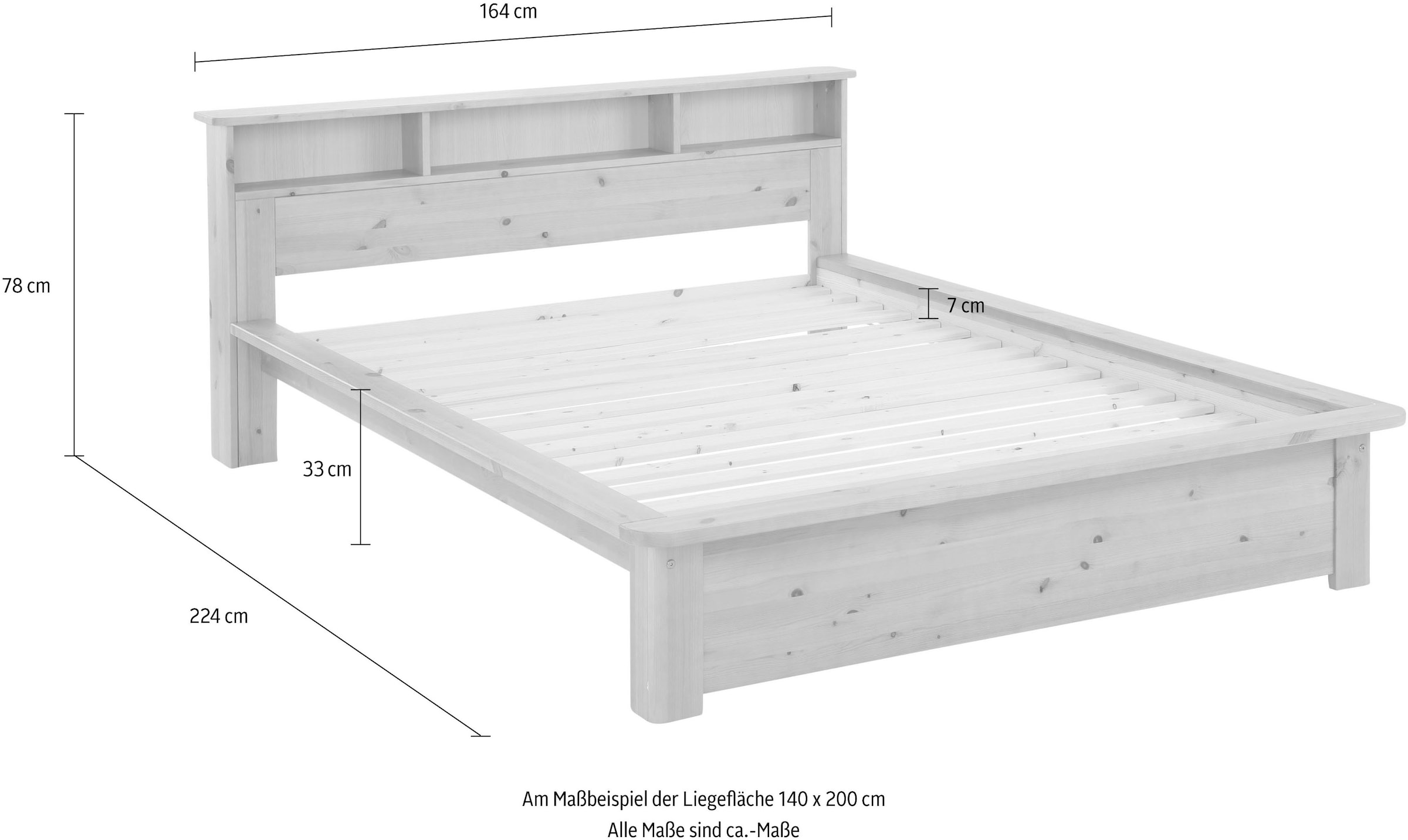 Home affaire Massivholzbett »"KERO" BESTSELLER! Stauraum im Kopfteil«, zertifiziertes Massivholz (Kiefer), optional mit Schublade