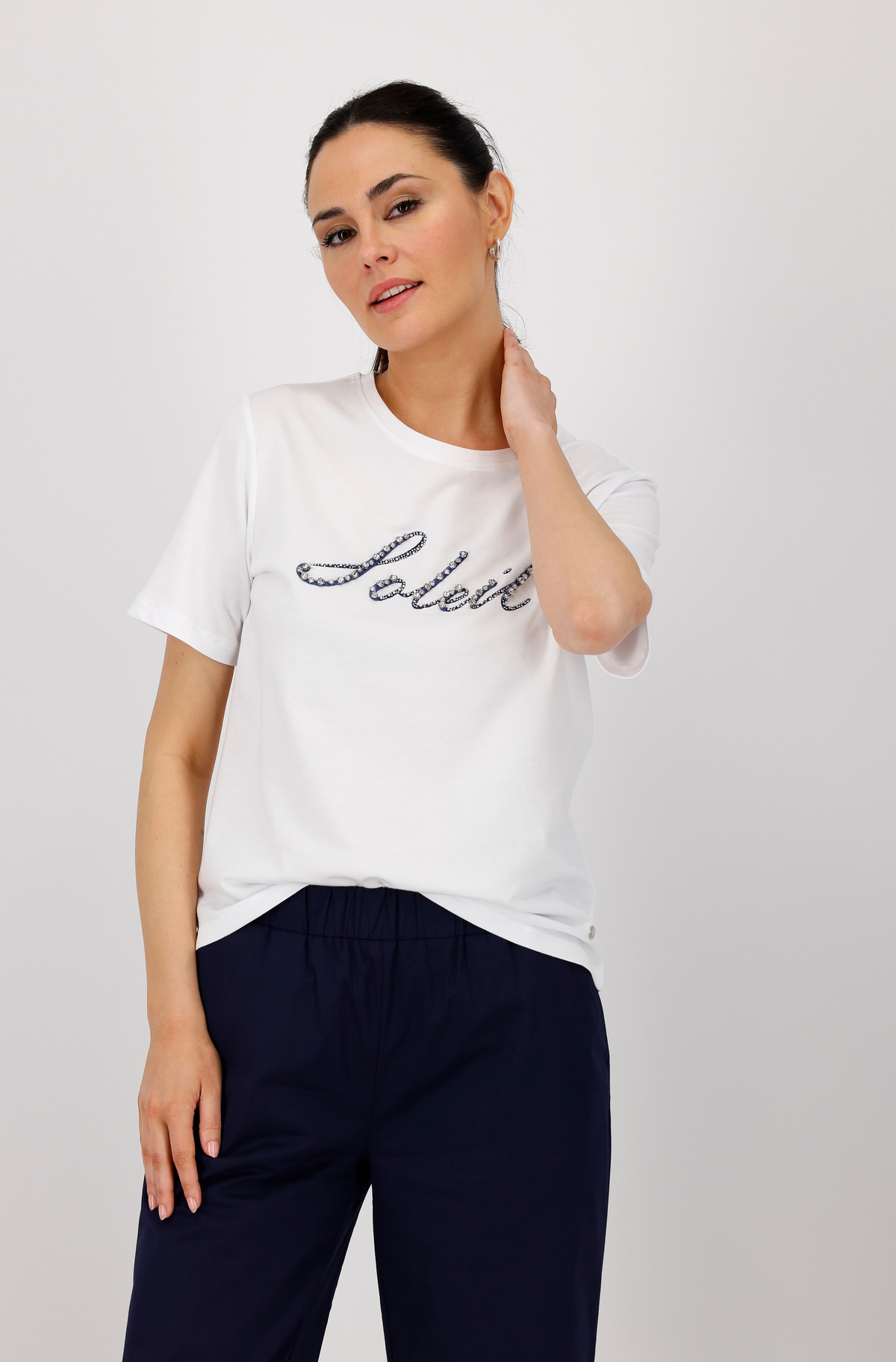 Image of Monari Rundhalsshirt mit Glitzersteinchen