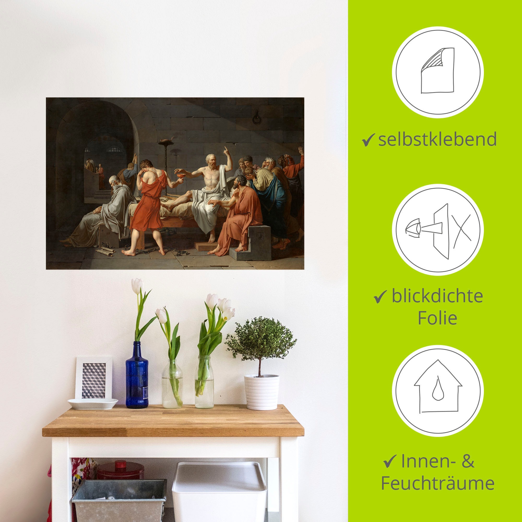 Artland Wandbild »Der Tod des Sokrates. 1787«, Gruppen & Familien, (1 St.), als Alubild, Leinwandbild, Wandaufkleber oder Poster in versch. Grössen