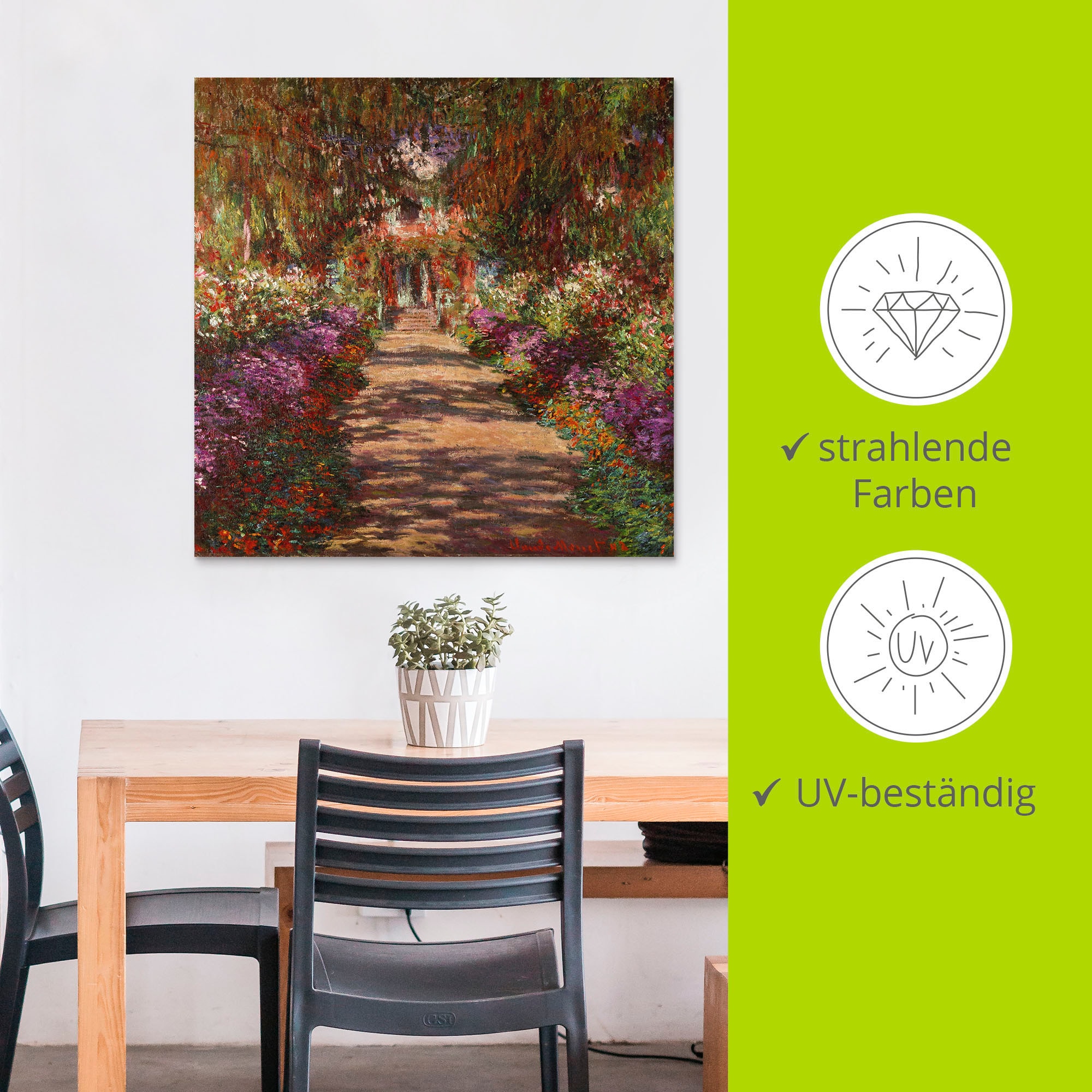 Artland Wandbild »Weg in Monets Garten in Giverny. 1902«, Garten, (1 St.), als Alubild, Outdoorbild, Leinwandbild, Poster, Wandaufkleber