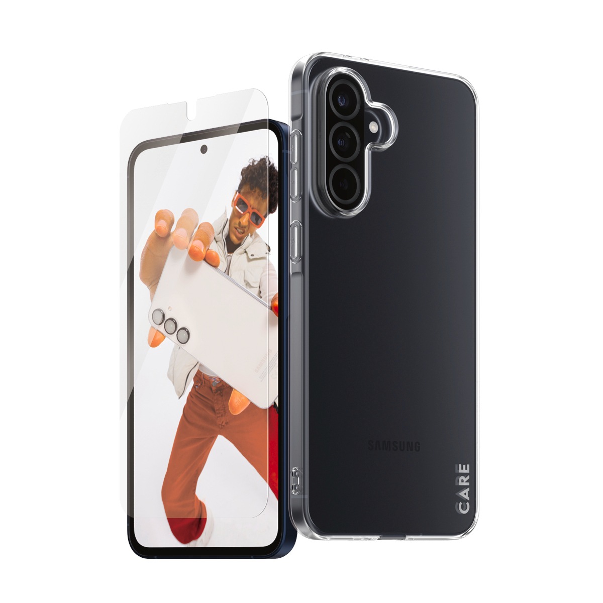 CARE by PanzerGlass Displayschutzglas »2-in-1 Protection Slim X-Ray Case + Screen Protection«, für Samsung Galaxy A56, Displayschutzfolie, Schutzfolie, Bildschirmschutz, kratz- & stossfest