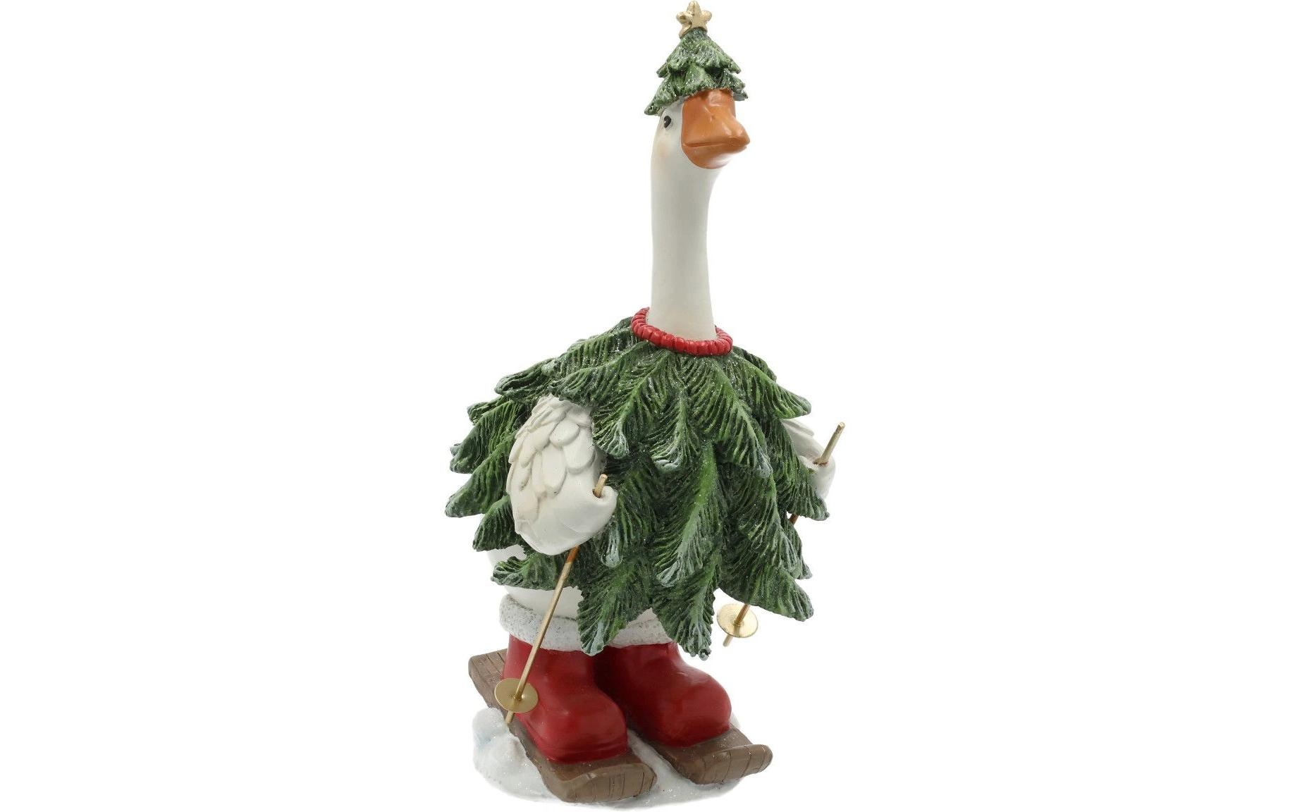 Image of G.Wurm Weihnachtsfigur "Weihnachtsfigur Ente auf Skier 9 x 19 x 9 cm"