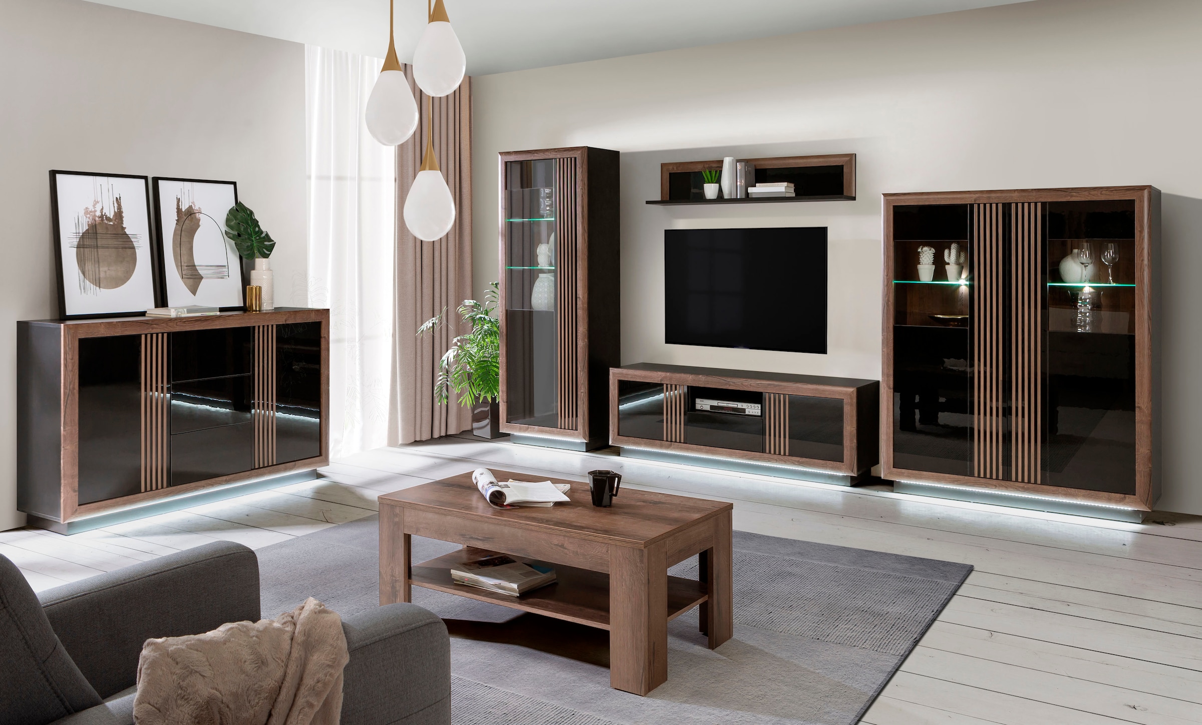 FORTE Highboard »Savona« Höhe 161 cm, inkl. Sockelbeleuchtung