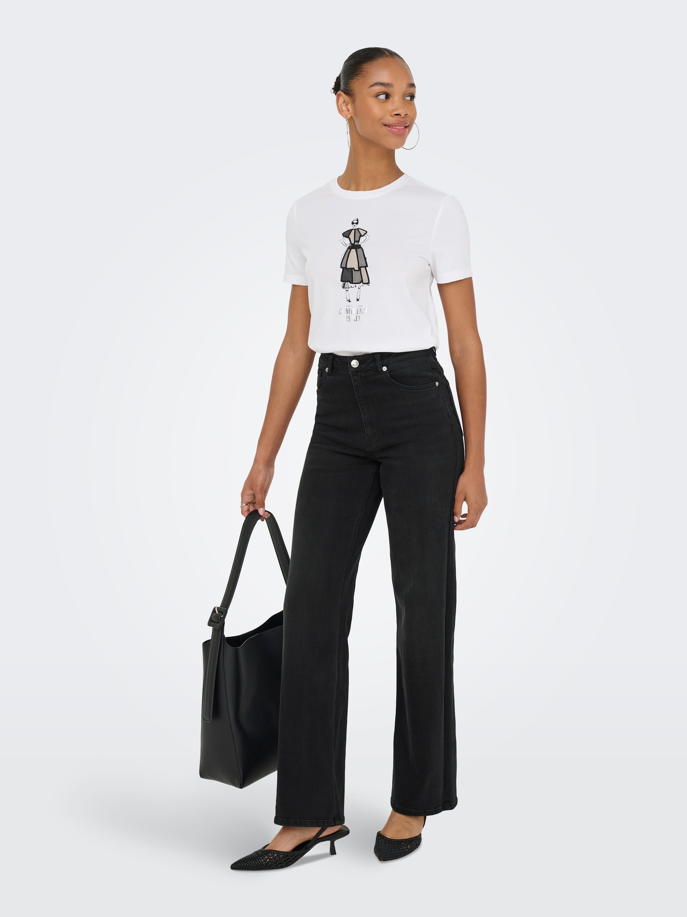 ONLY Jeans taille haute »ONLJUICY-WAUW HW WIDE DNM GUA006 NOOS« hohe Taille, weite Beinform, washed black