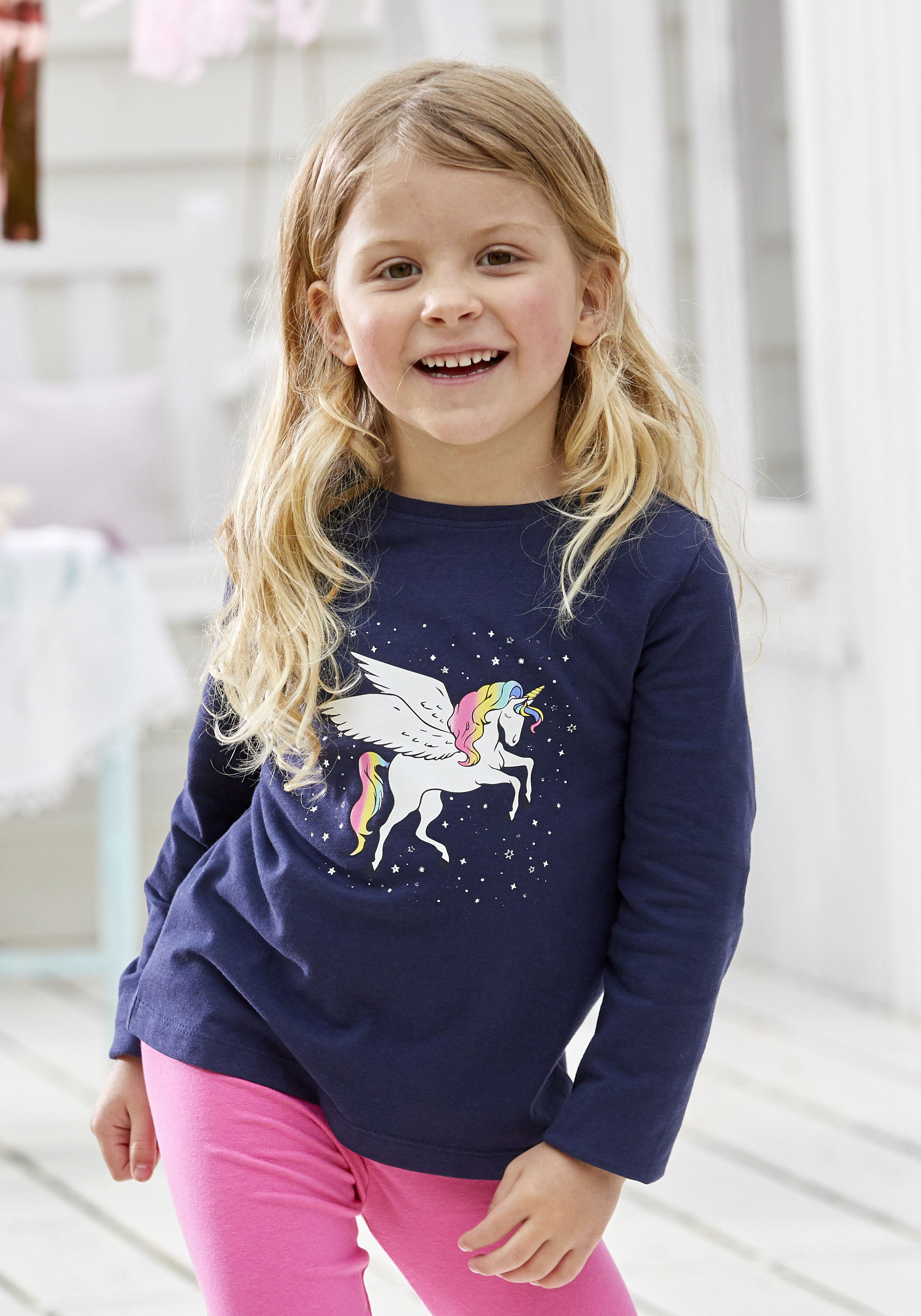 Langarmshirt, mit süssem Einhorn Druck