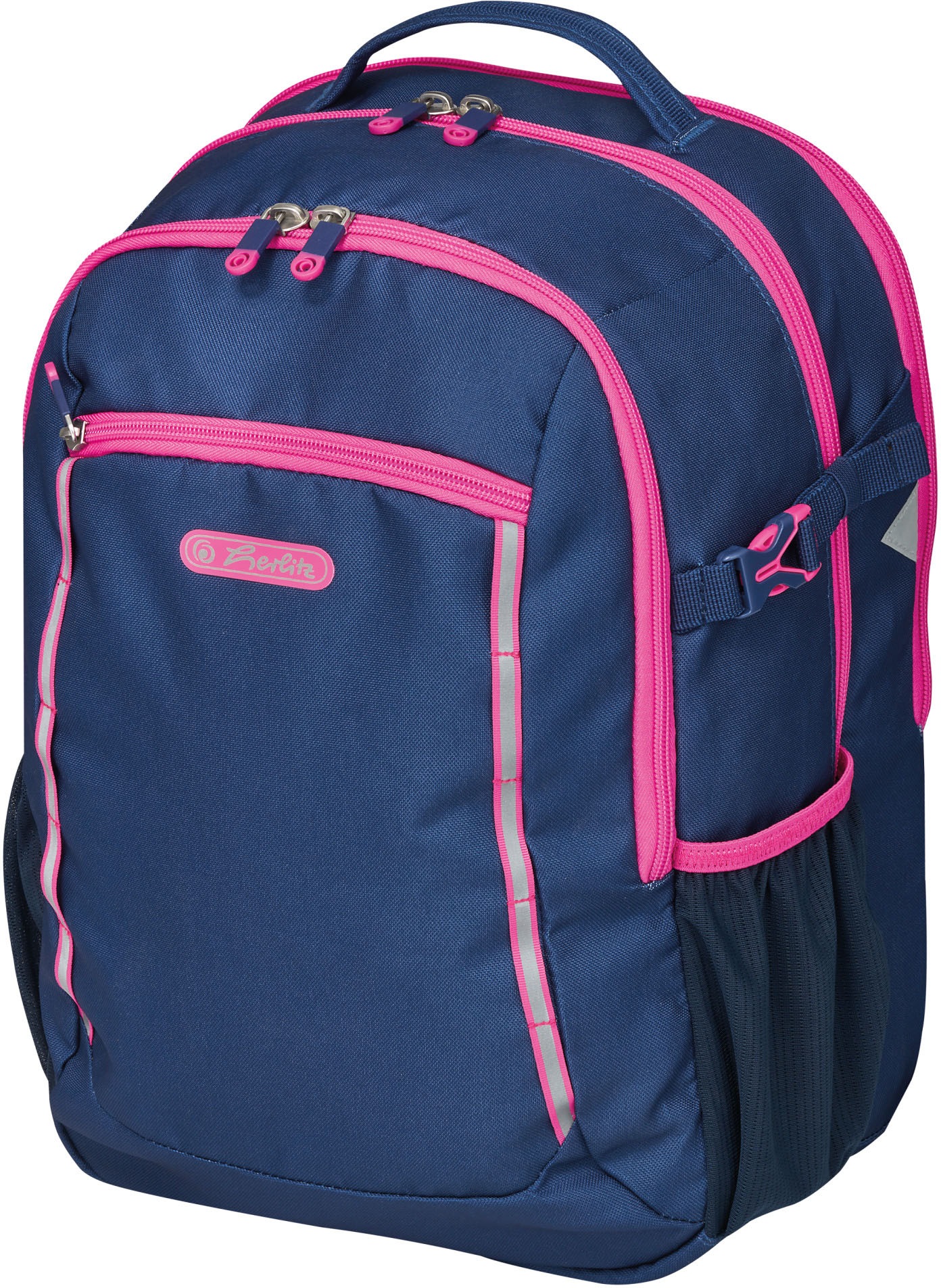 Image of Herlitz Schulrucksack »Ultimate, navy«, Floureszierende Flächen-reflektierende Streifen auf den Schultergurten, enthält recyceltes Material (Global Recycled Standard) bei Ackermann Versand Schweiz