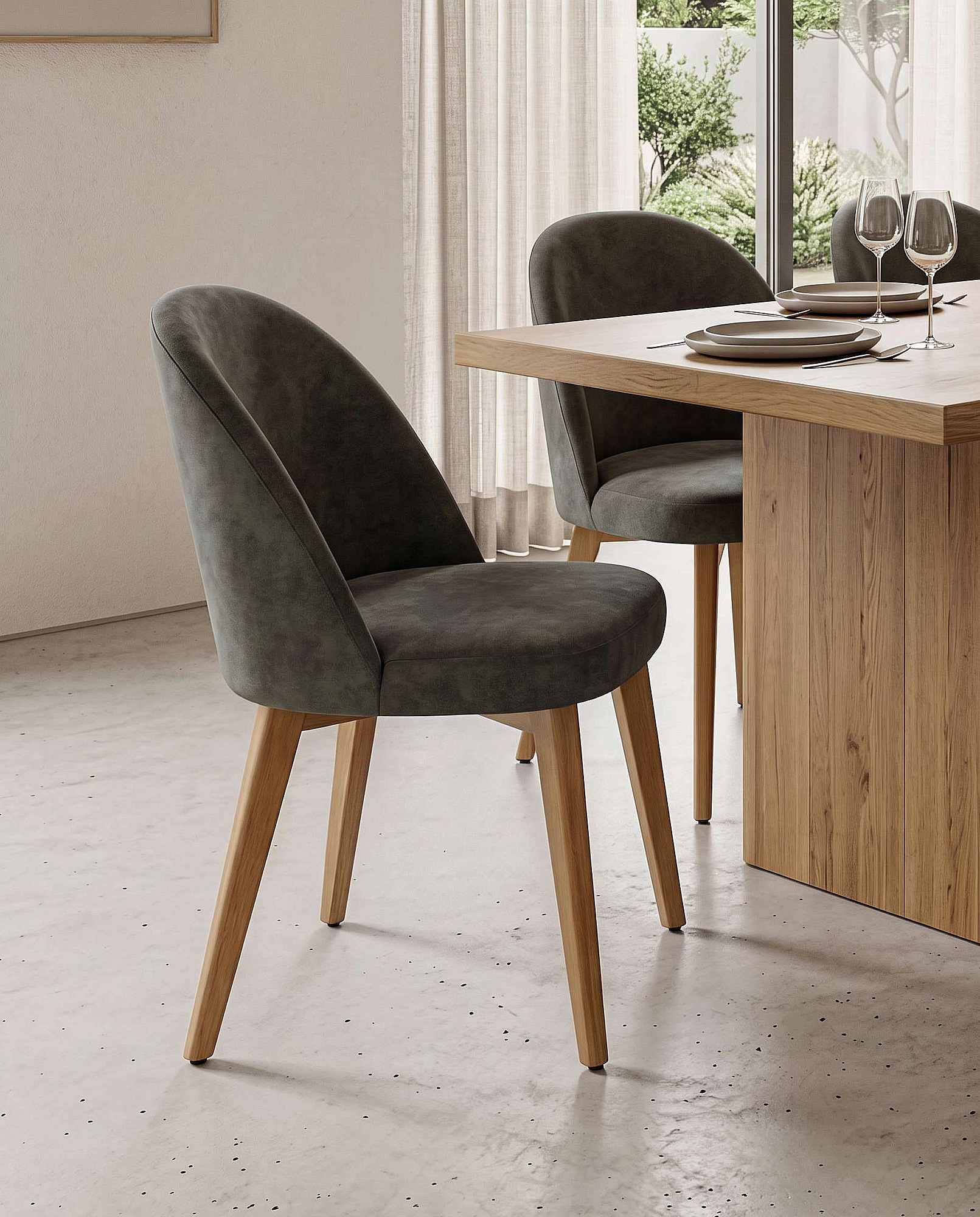 Home affaire Chaise à 4 pieds »NUVOLA Stuhl,Armstuhl,Made in Italy,Massivholz,Samt,24 Farbvarianten« () 1 cuisChaise de salle à manger, velours déperlant avec effet nuage