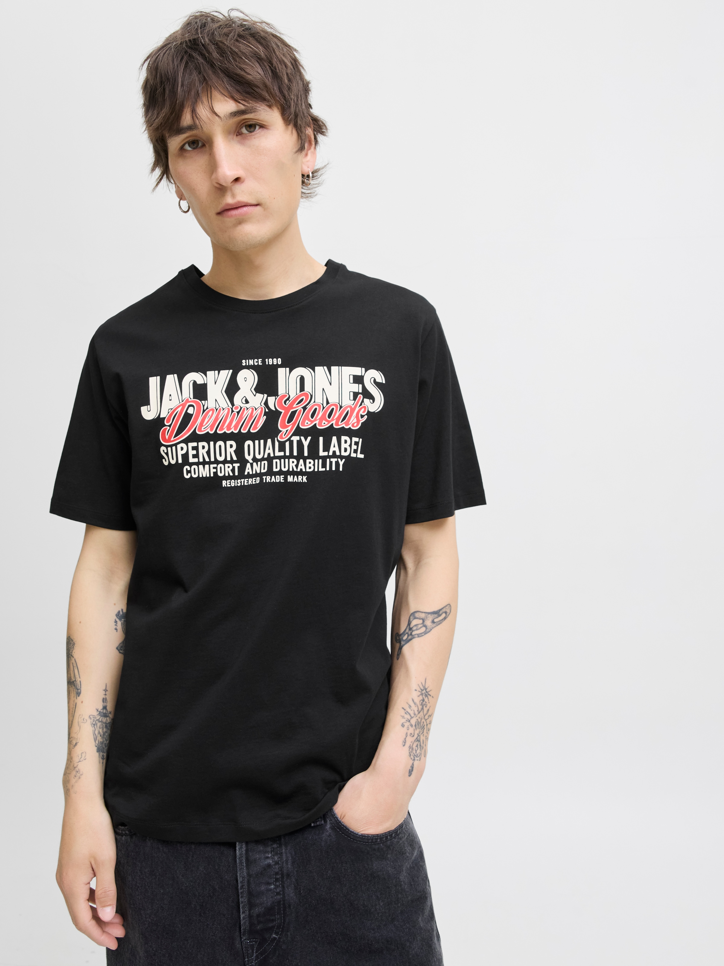 Jack & Jones Shirt à col rond »JJELOGO TEE SS O-NECK 2 COL AW25 SN«