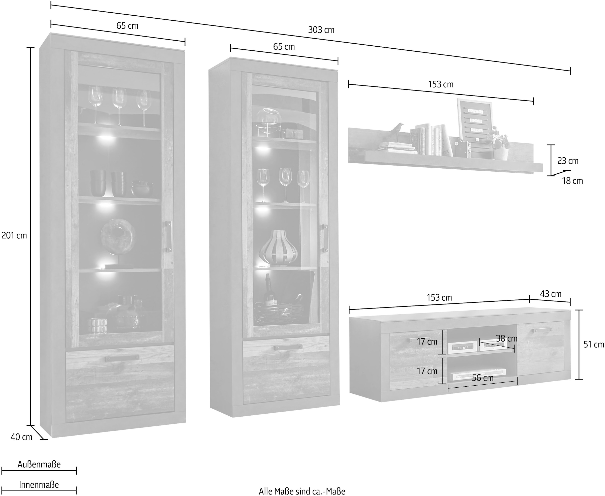 Home affaire Wohnwand »BROOKLYN« 4 Stk. tlg.