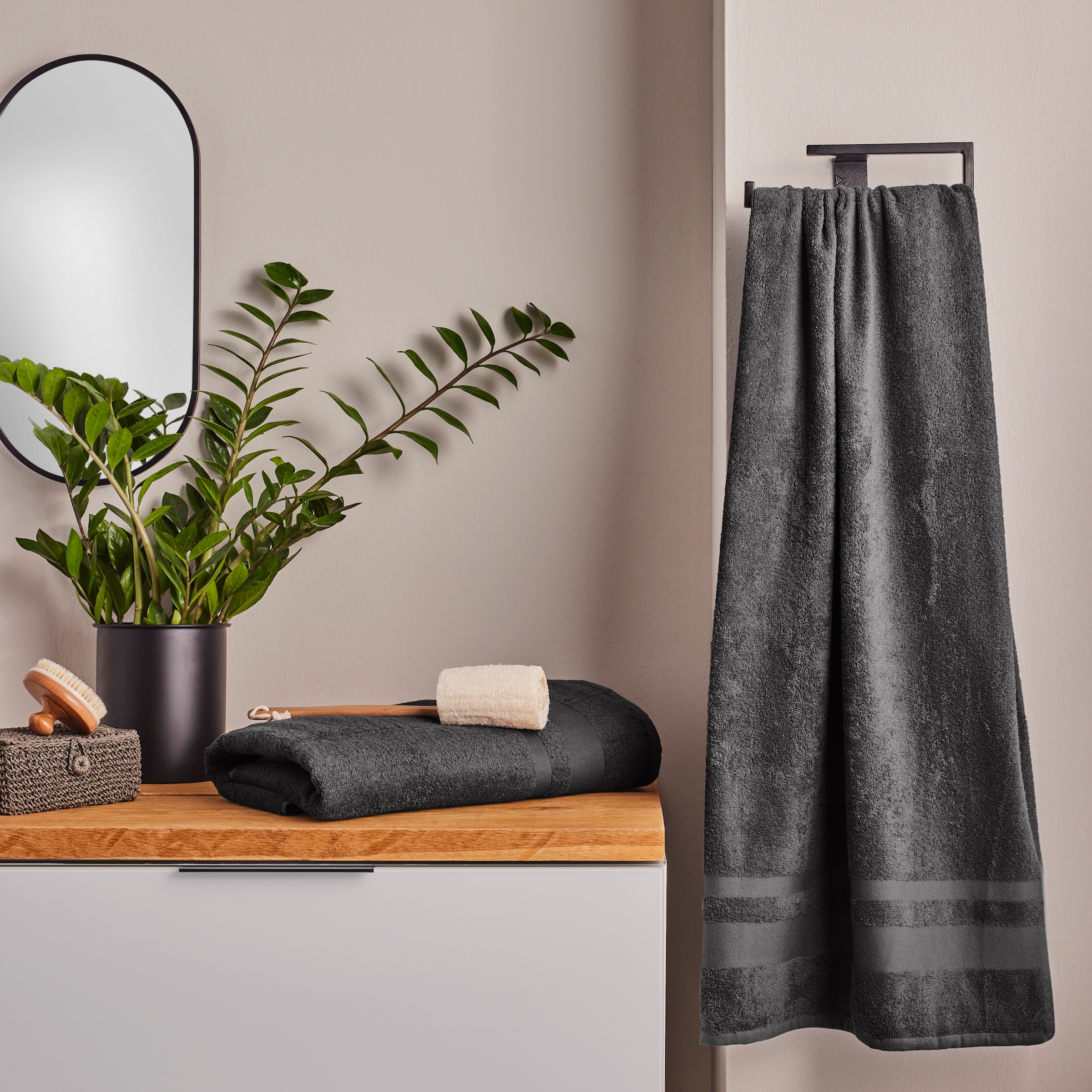 my home Serviette de sauna »Vanessa, als Set und Serie erhältlich, 2 Saunatücher, 80x200cm« Handtücher mit Bordüre, 100% Baumwolle, einfarbig, weich