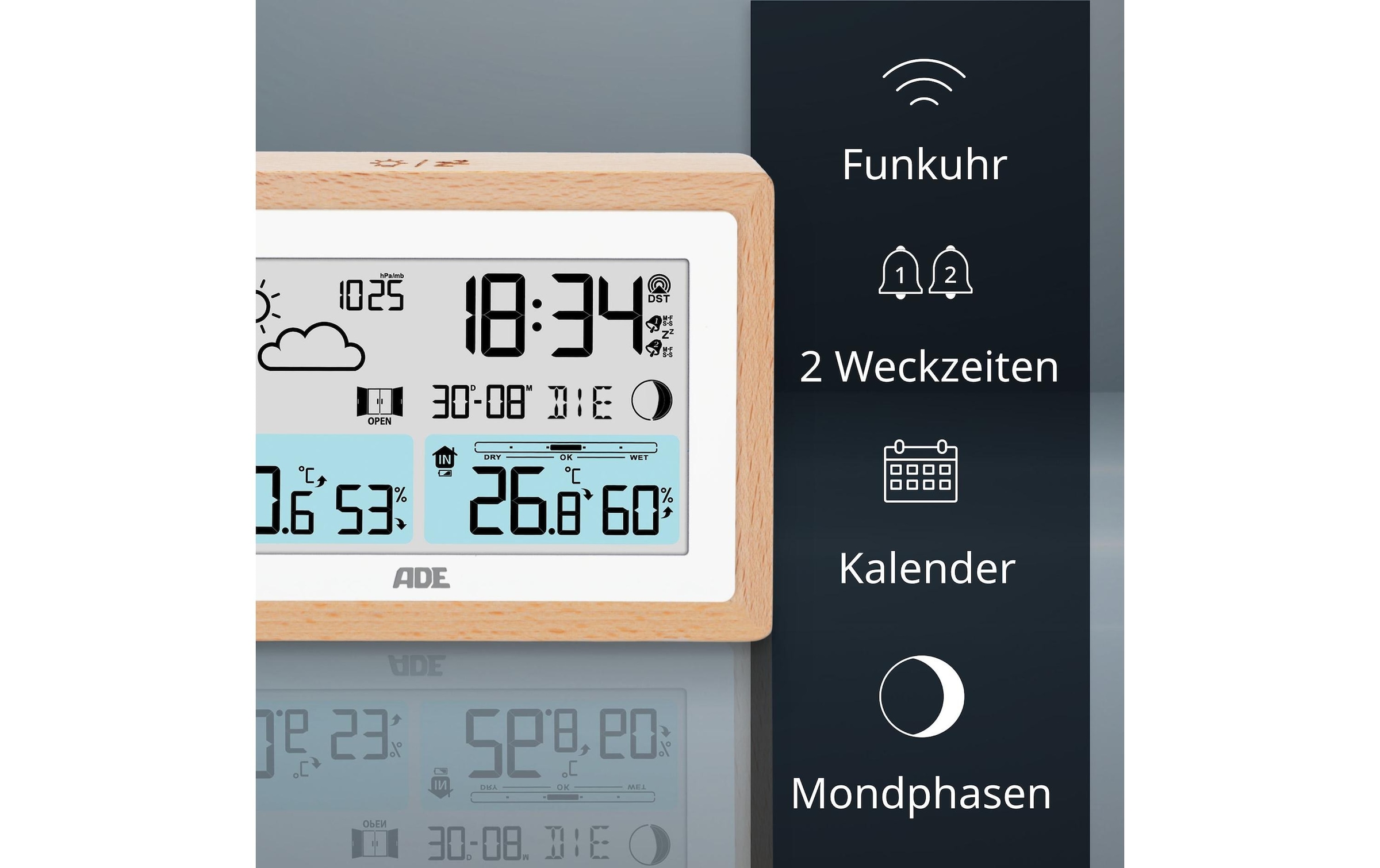 ADE Funkwetterstation »mit Funk-Aussensensor«