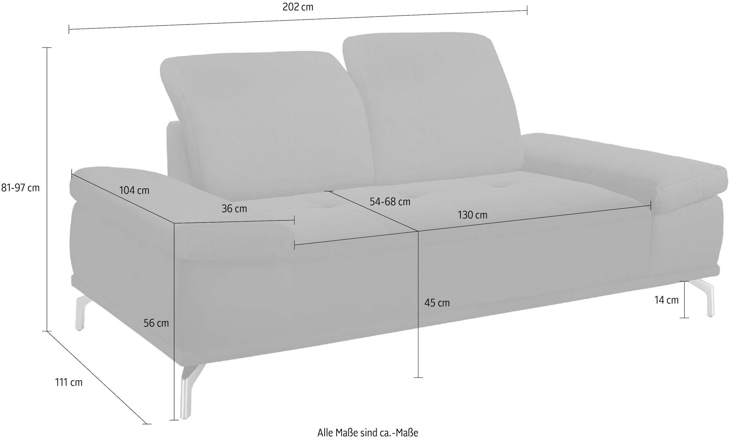 GOODproduct 2-Sitzer »Caluna« mit Sitztiefen- und Kopfteilverstellung