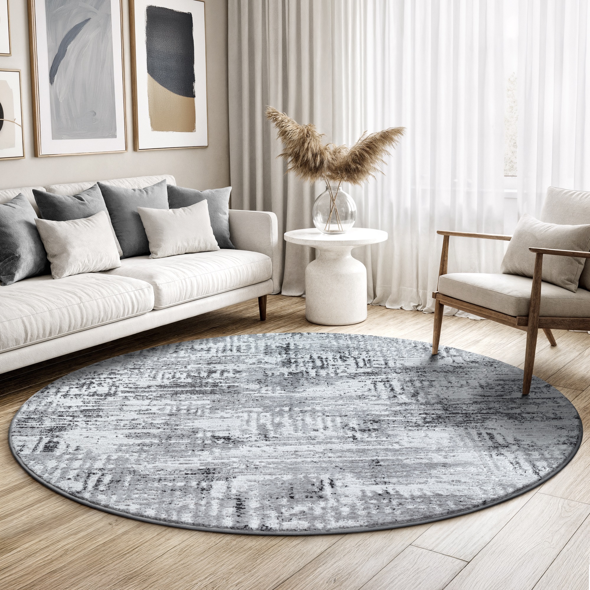 Image of Sanat Teppich "Harmony 3215, auch als Läufer und rund" rund 12 mm Höhe Wohnzimmer, Kurzflor, modern, abtrakt, Schlafzimmer