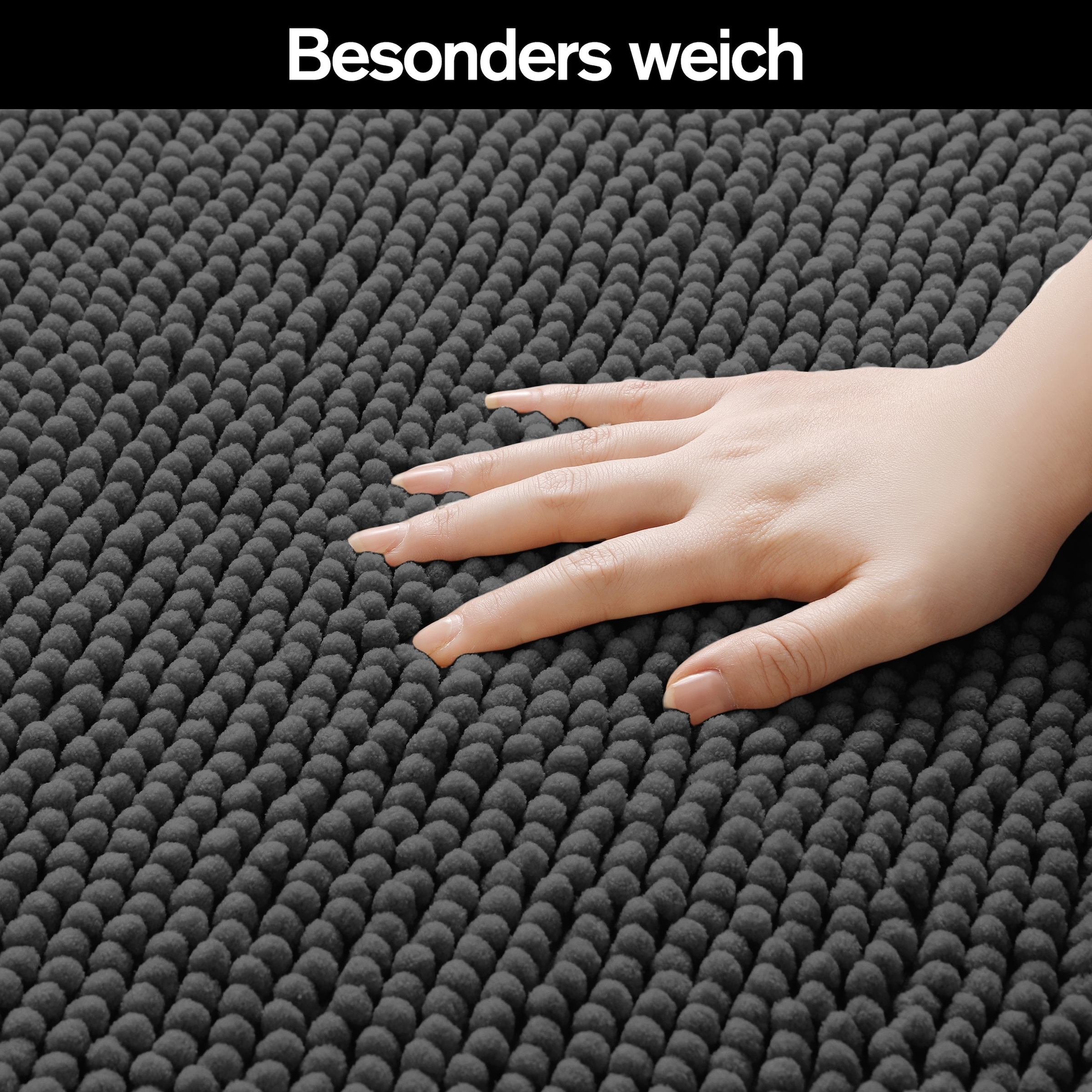 my home Tapis de bain »Vanessa Chenille, Badvorleger, Badezimmer Teppich, Duschvorleger« Höhe 15 mm Uni Farben, besonders weich