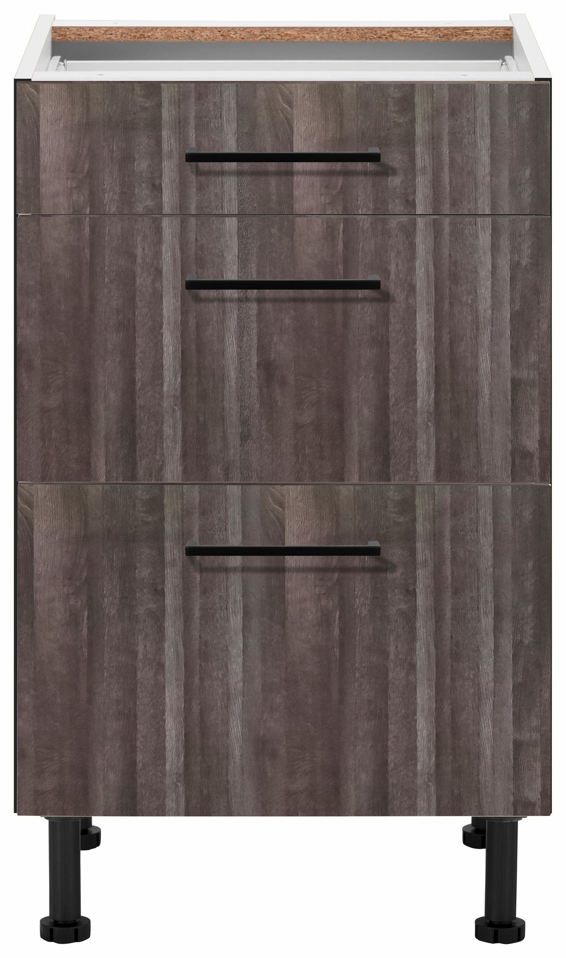 wiho Küchen Unterschrank »Nisos« 50 cm breit, Soft-Close in Schubladen, verstellbare Füsse, ohne Platte