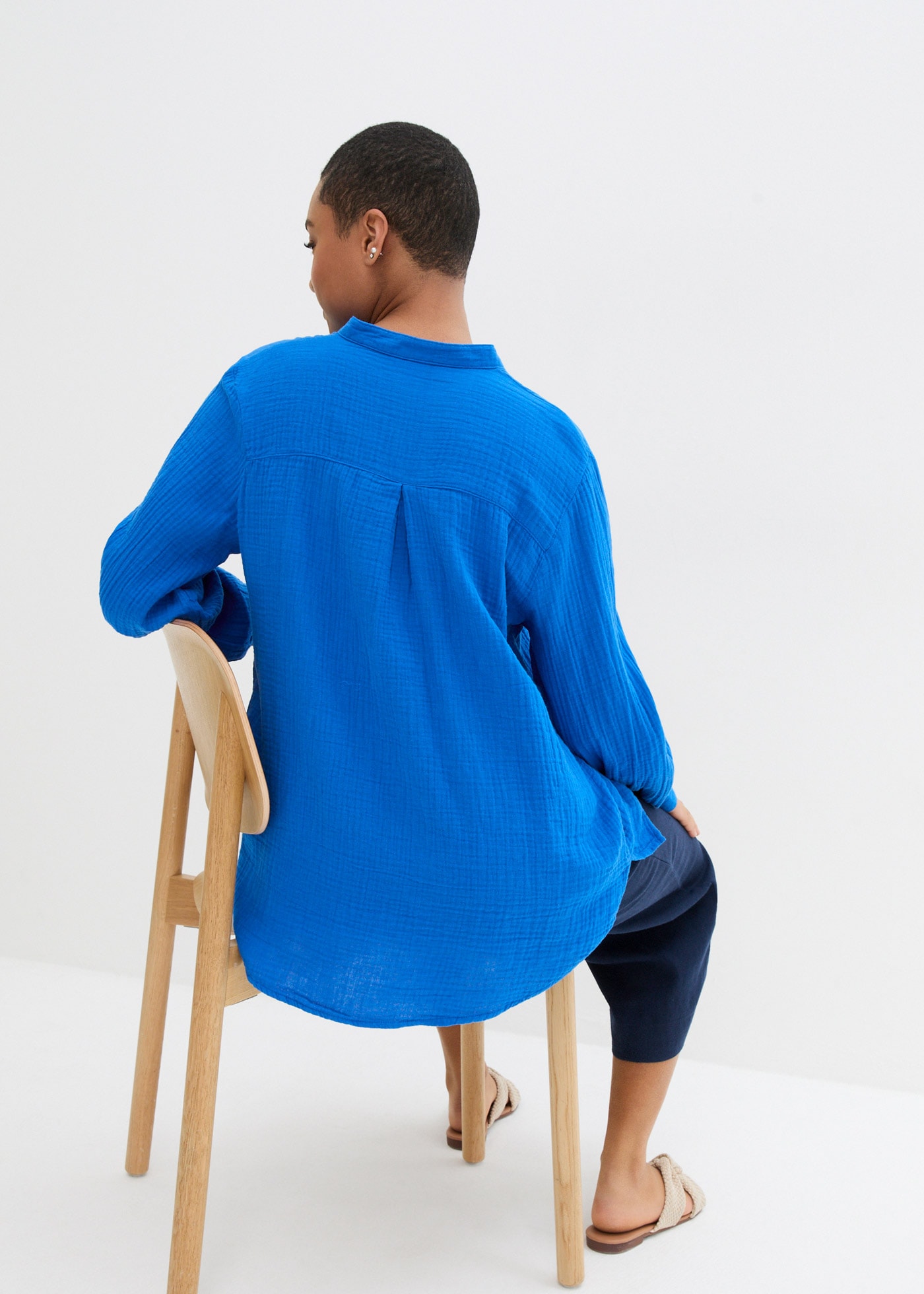 bonprix Langarmbluse »Musselin-Longbluse aus Baumwolle« Musselin-Longbluse aus Baumwolle