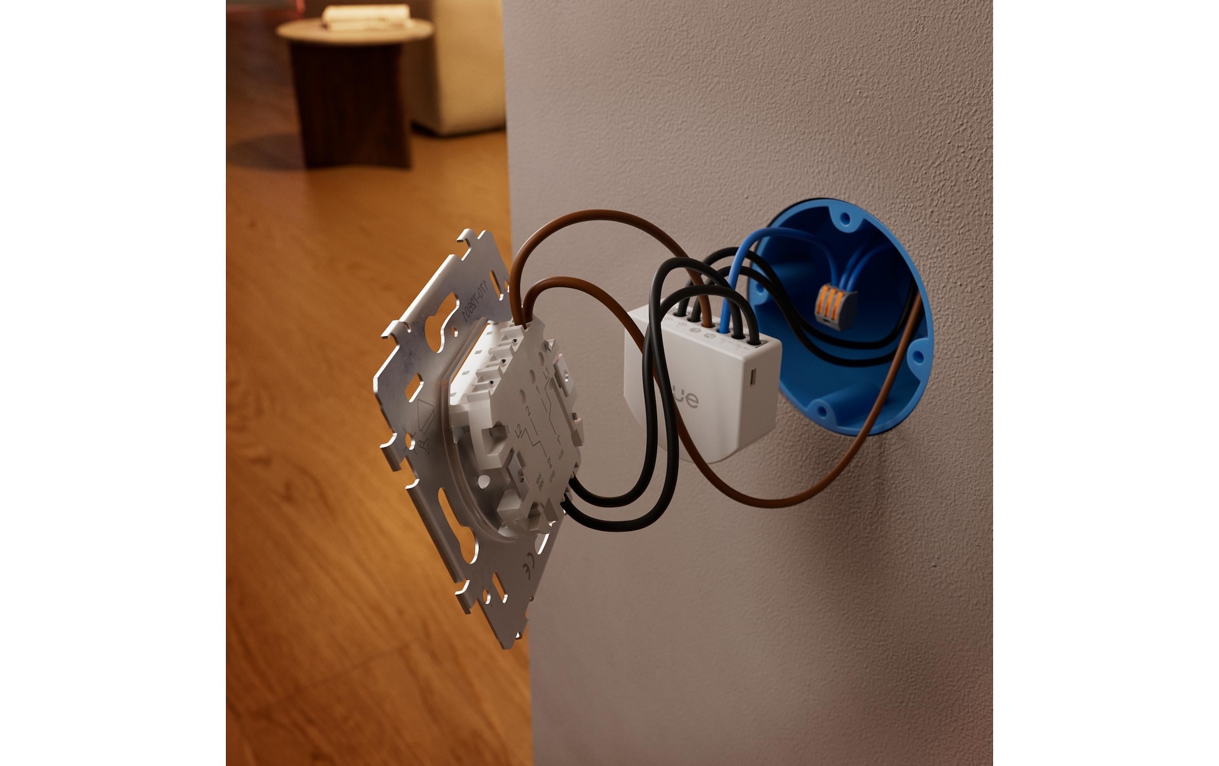 Philips Hue Élément de commande smart home »Wandschaltermodul, für nicht smarte Lampen (Ein/Aus), Netzbetrieb« 2 canaux/2C (6A / 400W LED / 1.380W halogène), commande via application et vocale, 1 : Bleu foncé/Gris uni clair