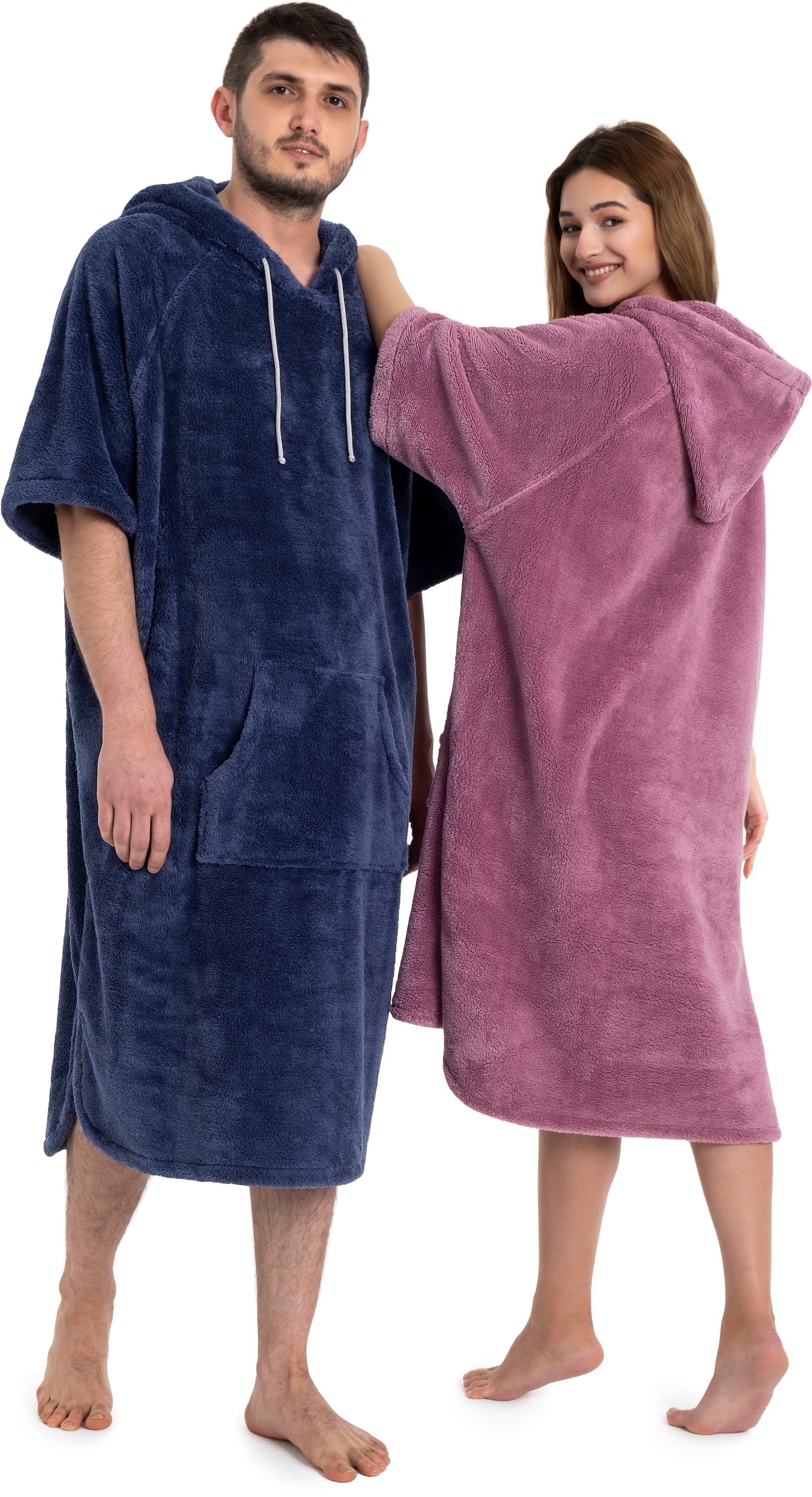 my home Badeponcho »Lillou, ideal für Sauna, Spa & im Urlaub«, (1 St.), weich und kuschelig, Fleece, Unisex, für Damen und Herren, Surfponcho