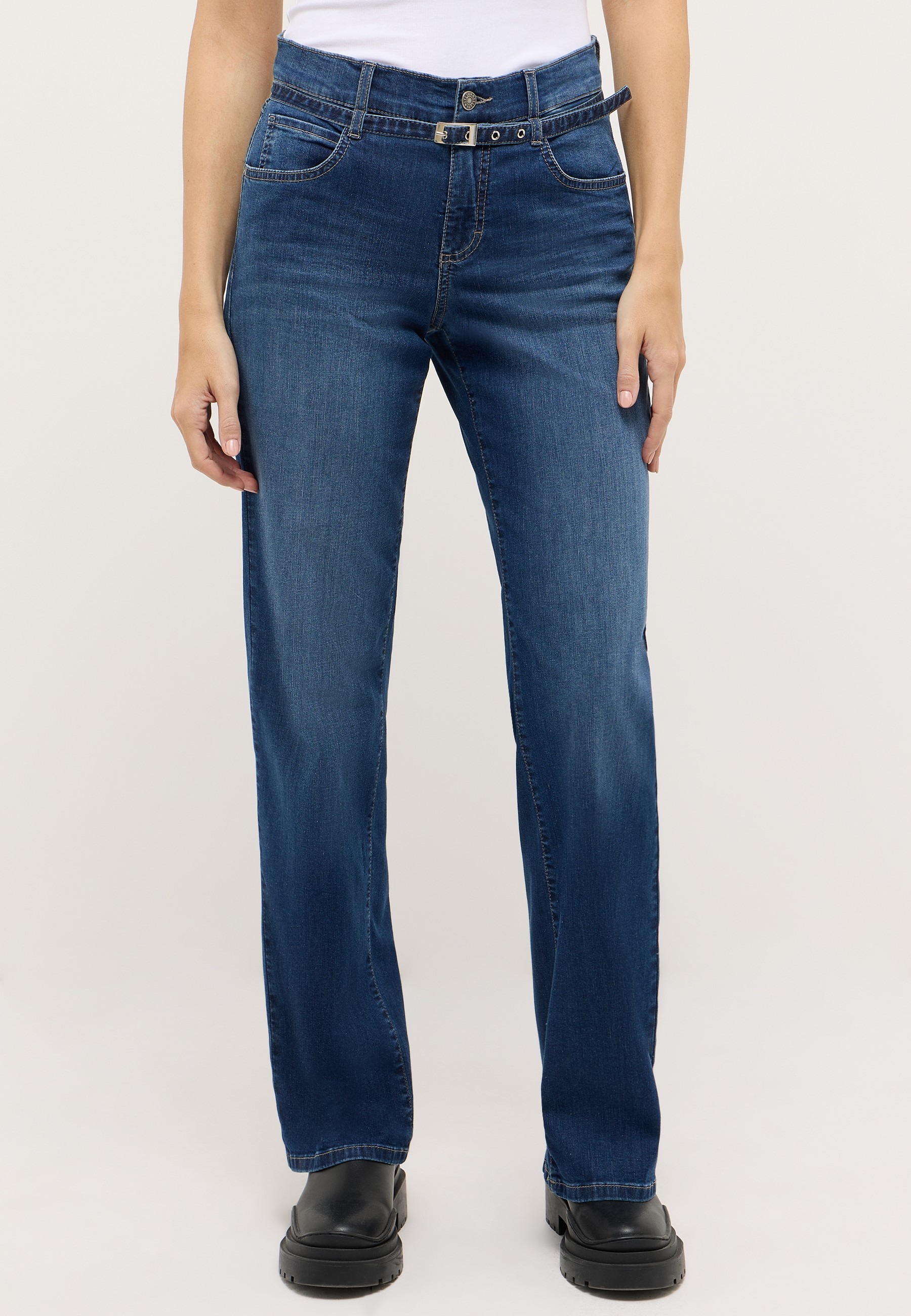 Image of ANGELS 5-Pocket-Jeans "Liz City" mit Gürtel, Relaxed Fit