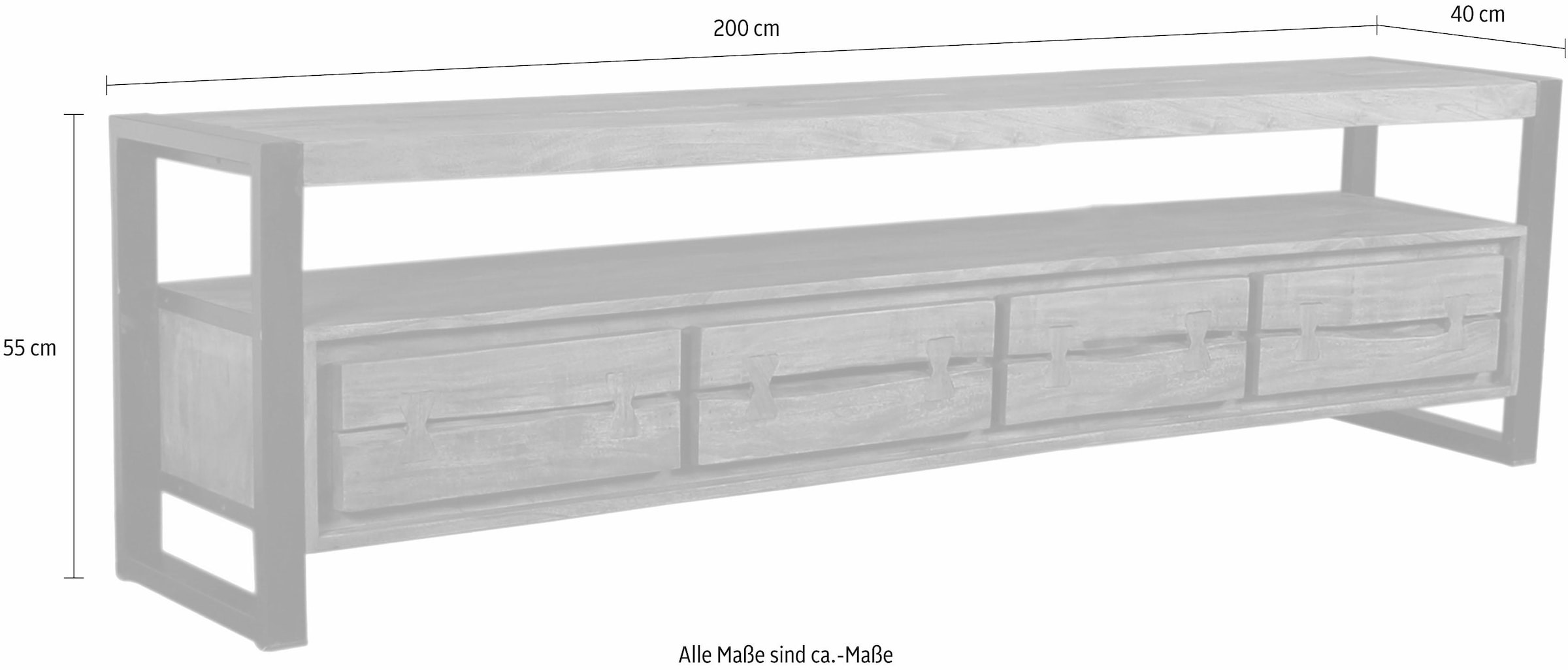 SIT Lowboard »Live Edge«, aus Akazienholz, mit markanten Baumkanten in der Front