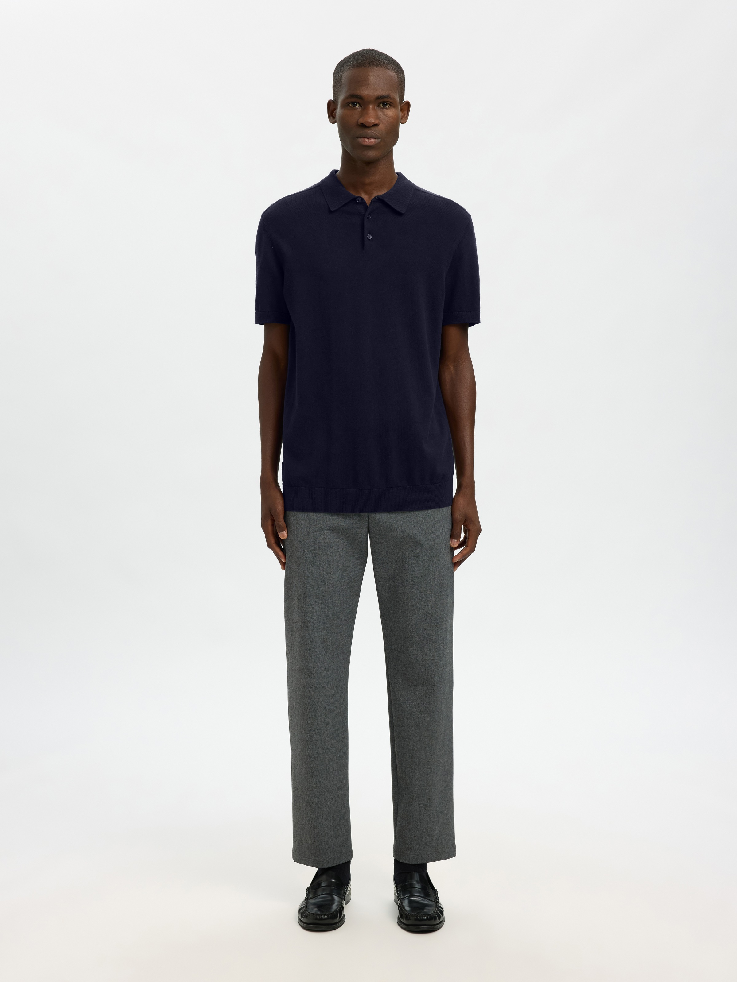 SELECTED Polo »SLHBERG SS KNIT POLO NOOS« aus Feinstrick