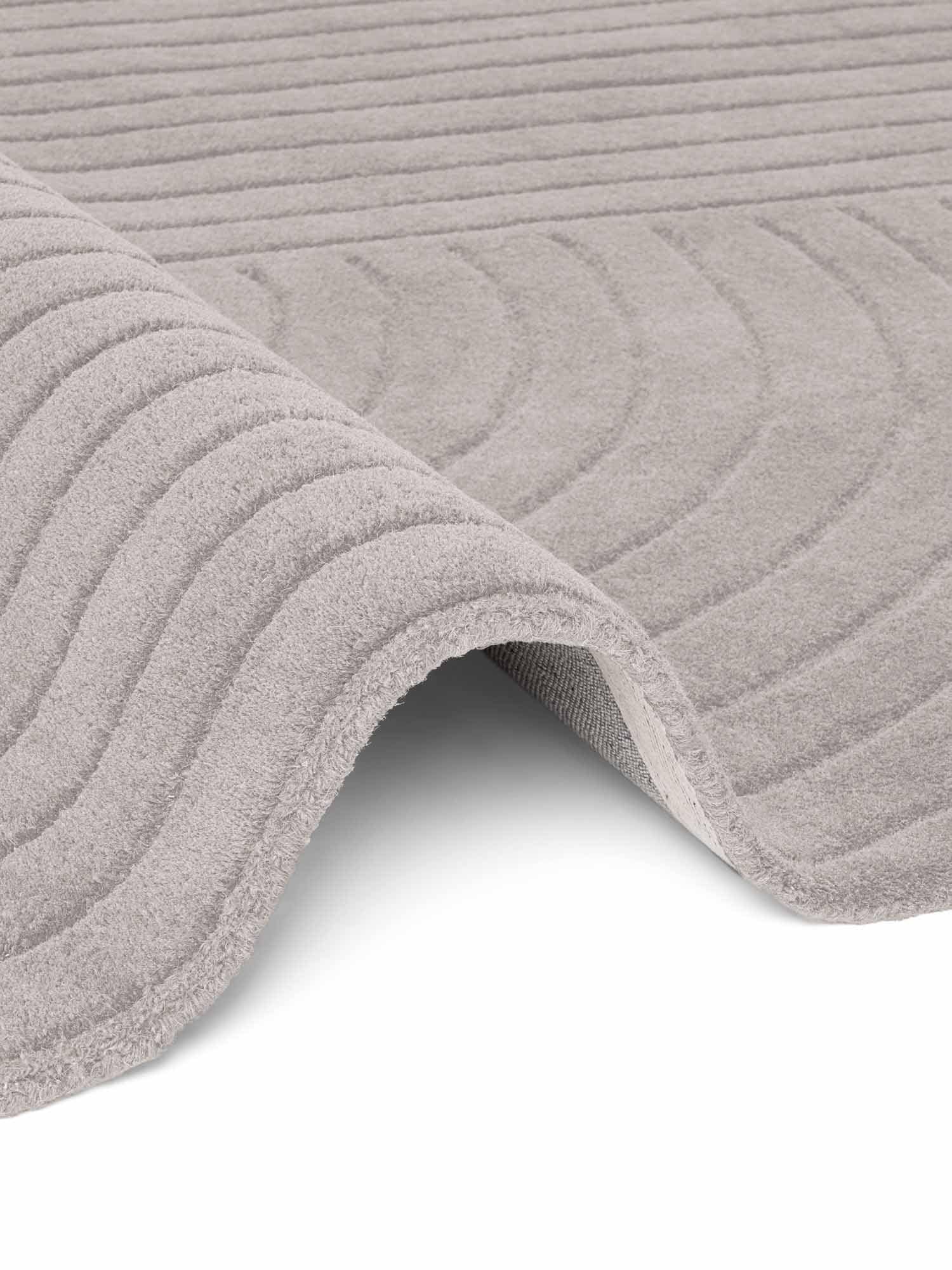 vikosa Tapis en laine »Arcura« Rond 15 mm Höhe Laine fait main, effet relief, design géométrique en lignes ondulées