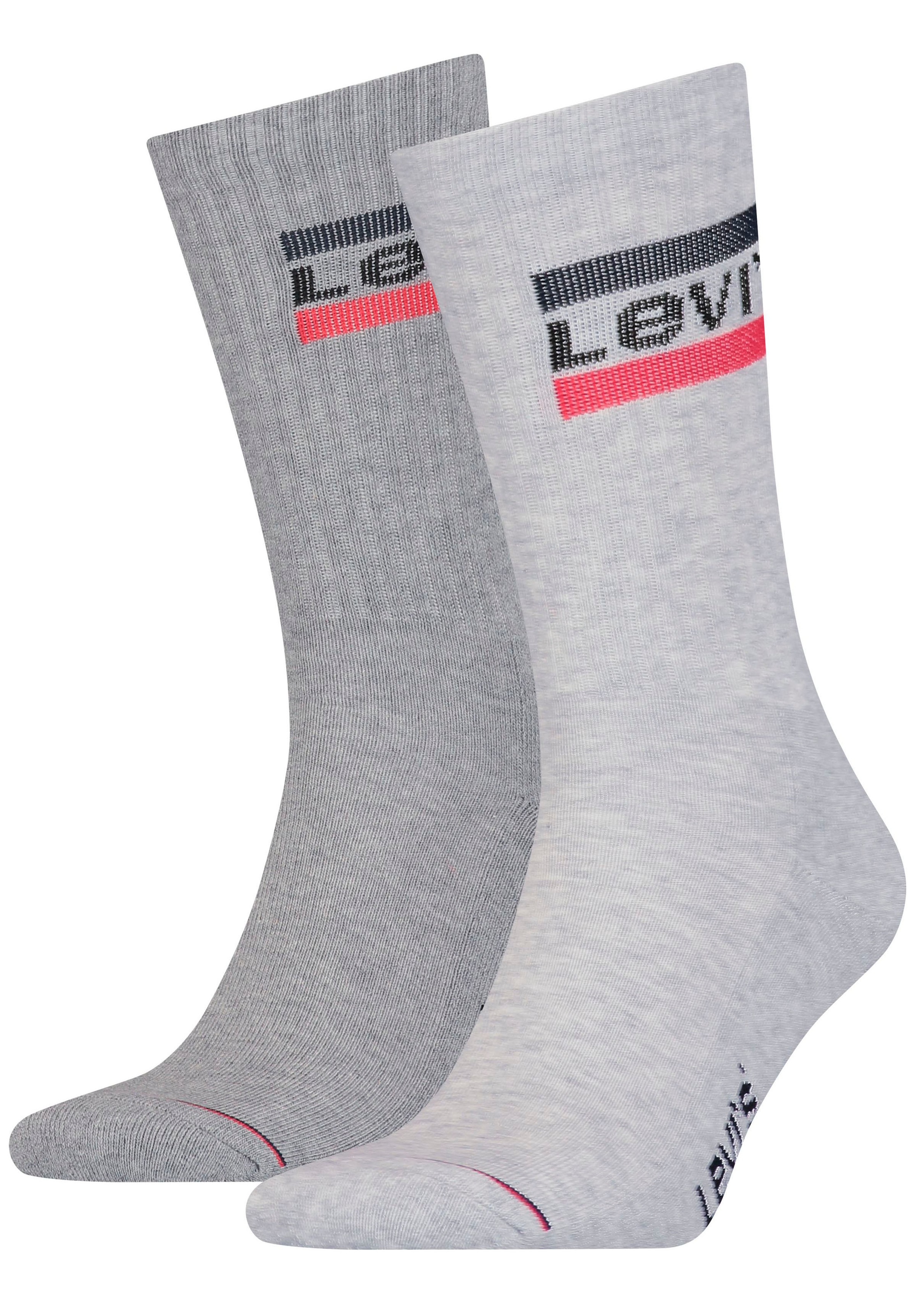 Levis Grau Combo Socken "Levis Regular Cut Sprtwr Logo 2P" Packung, 2 Paar Tlg. Mit Breitem Logobund