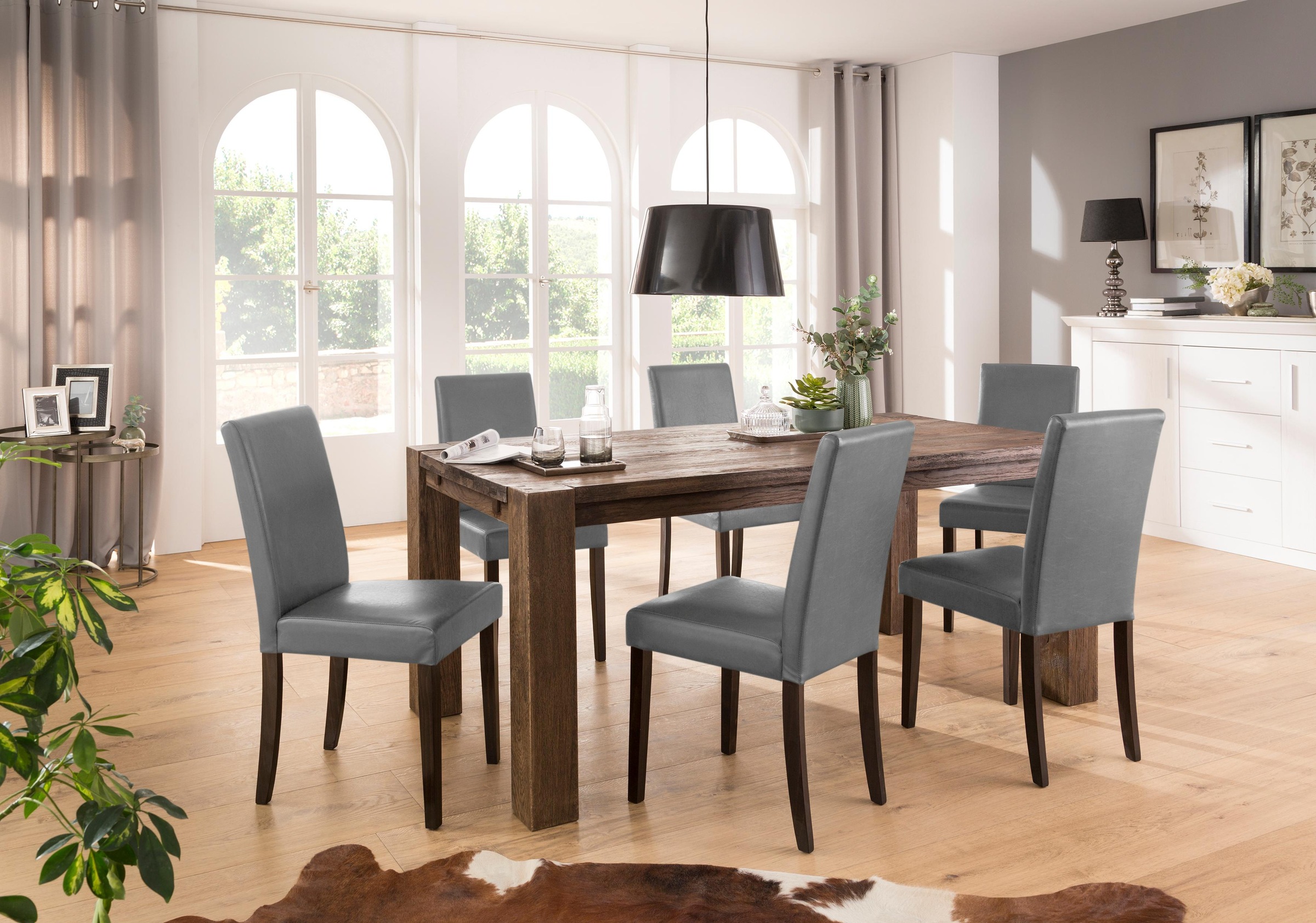 Image of Home affaire Essgruppe »Livara«, (Set, 7 tlg.), bestehend aus 6 Lucca Stühlen und dem Mary Esstisch bei Ackermann Versand Schweiz