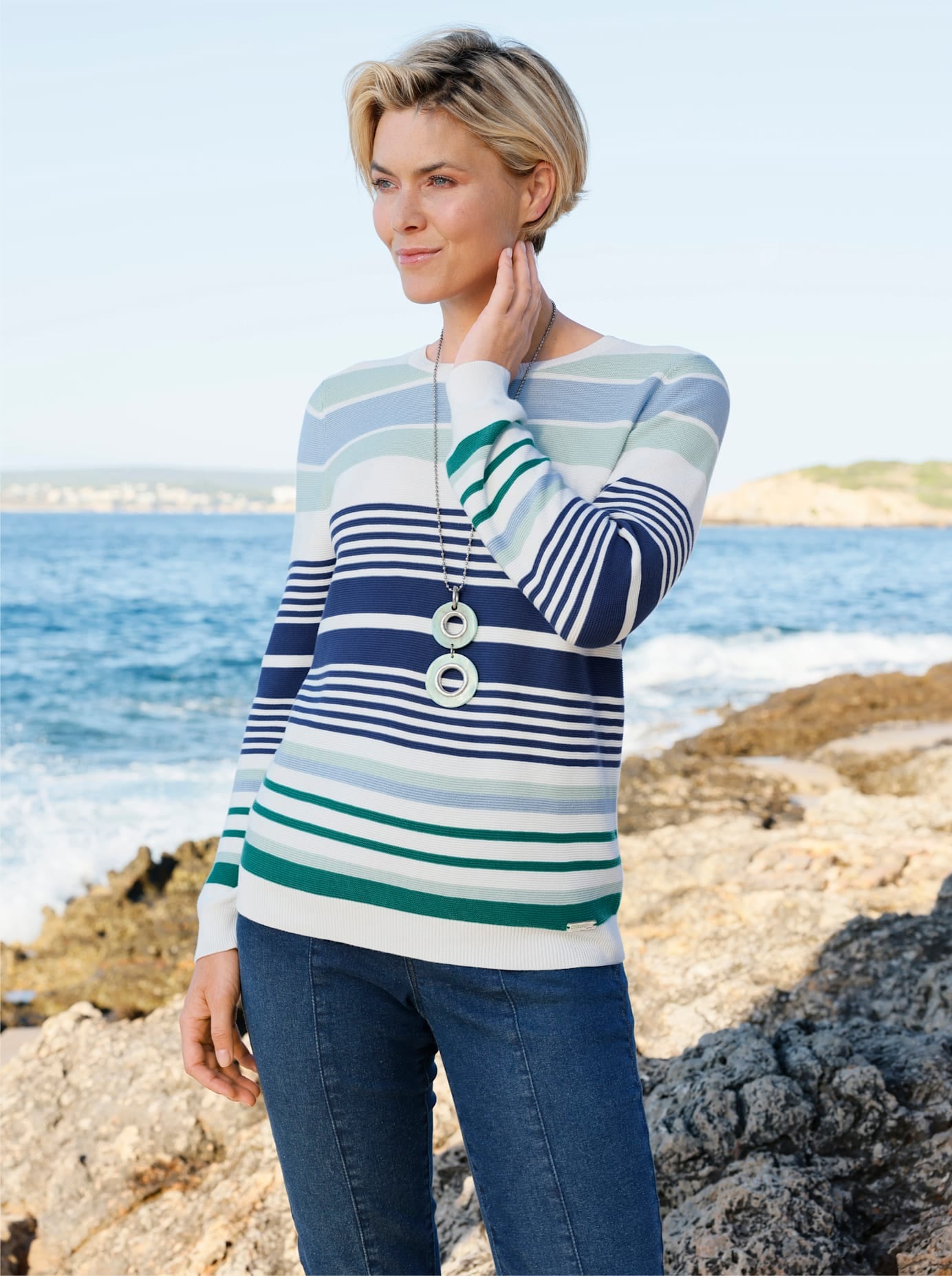 Casual Looks Rundhalspullover "Ringel-Pullover"