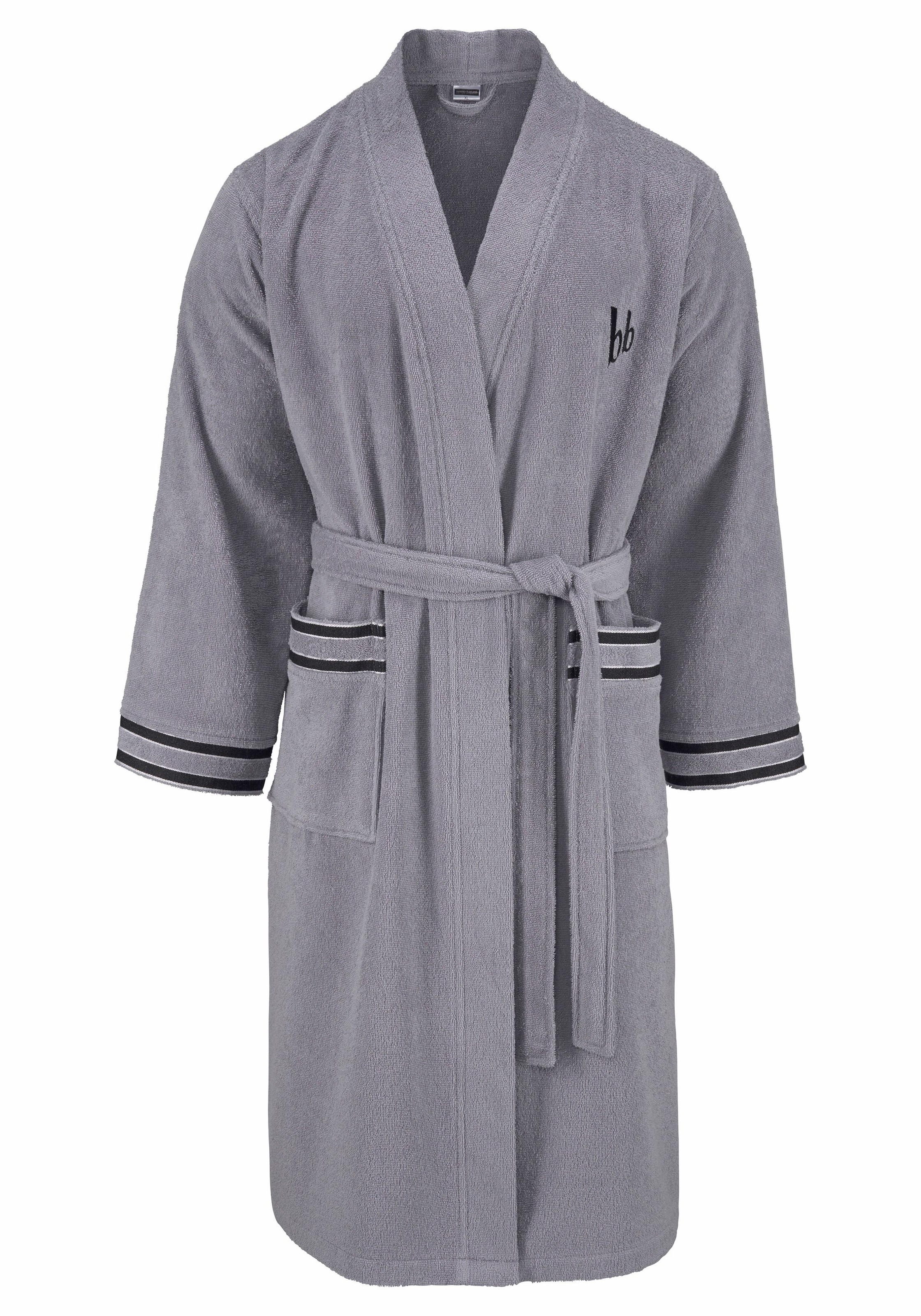 Bruno Banani Herrenbademantel "Roy, ideal für Sauna & Spa, Hotelbademantel, Morgenmantel" 1 Stk. mit farblich abgesetzten Streifen, Bademantel, Baumwolle, S-3XL