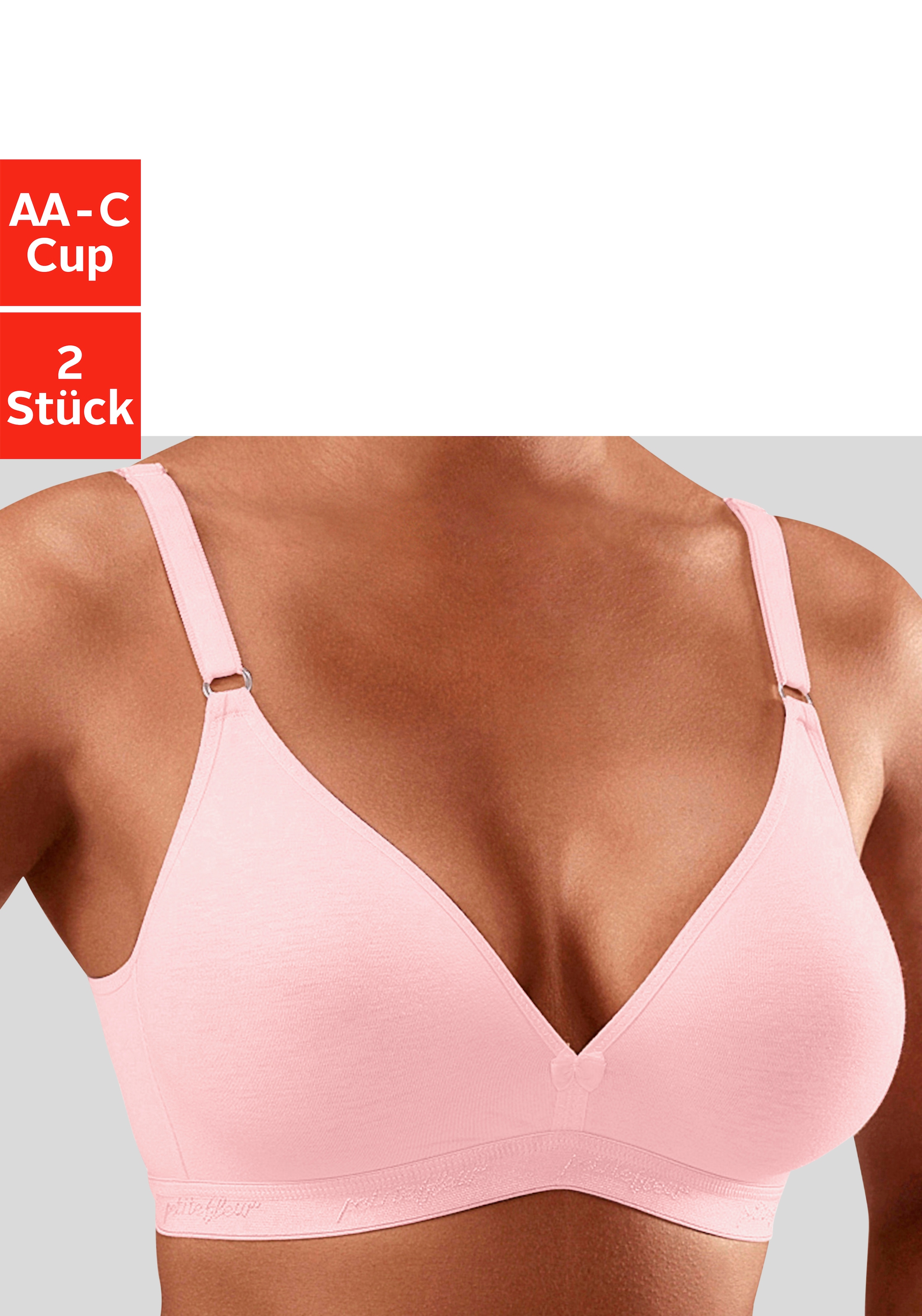Image of petite fleur Bralette-BH Packung, 3 Stück, ohne Bügel im Triangel-Schnitt aus Baumwolle, bequemer BH