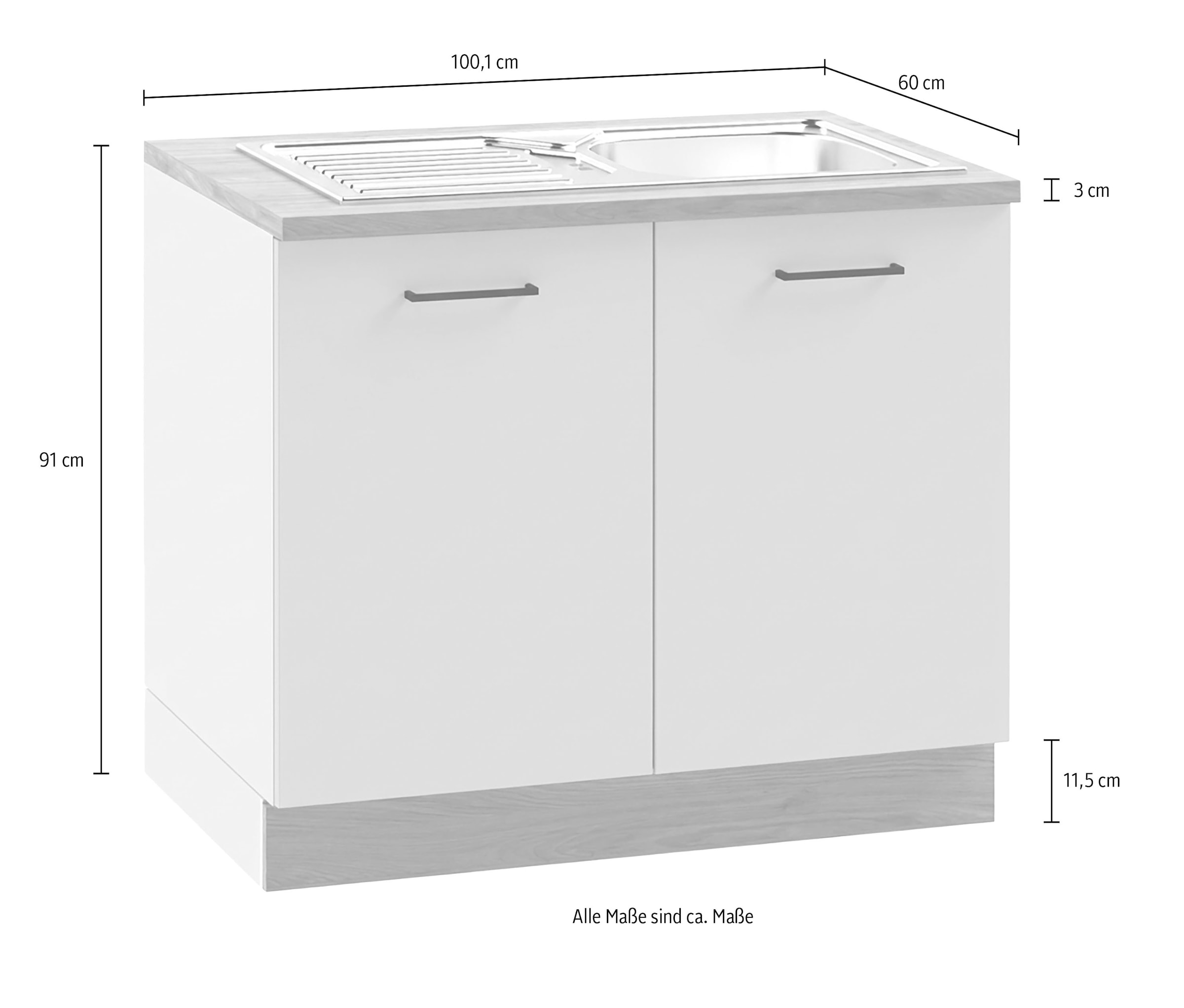 KOCHSTATION Meuble évier »KS-Kolari« 1 cuis tlg. Masse (B/T/H): 100,1 x 60 x 88 cm