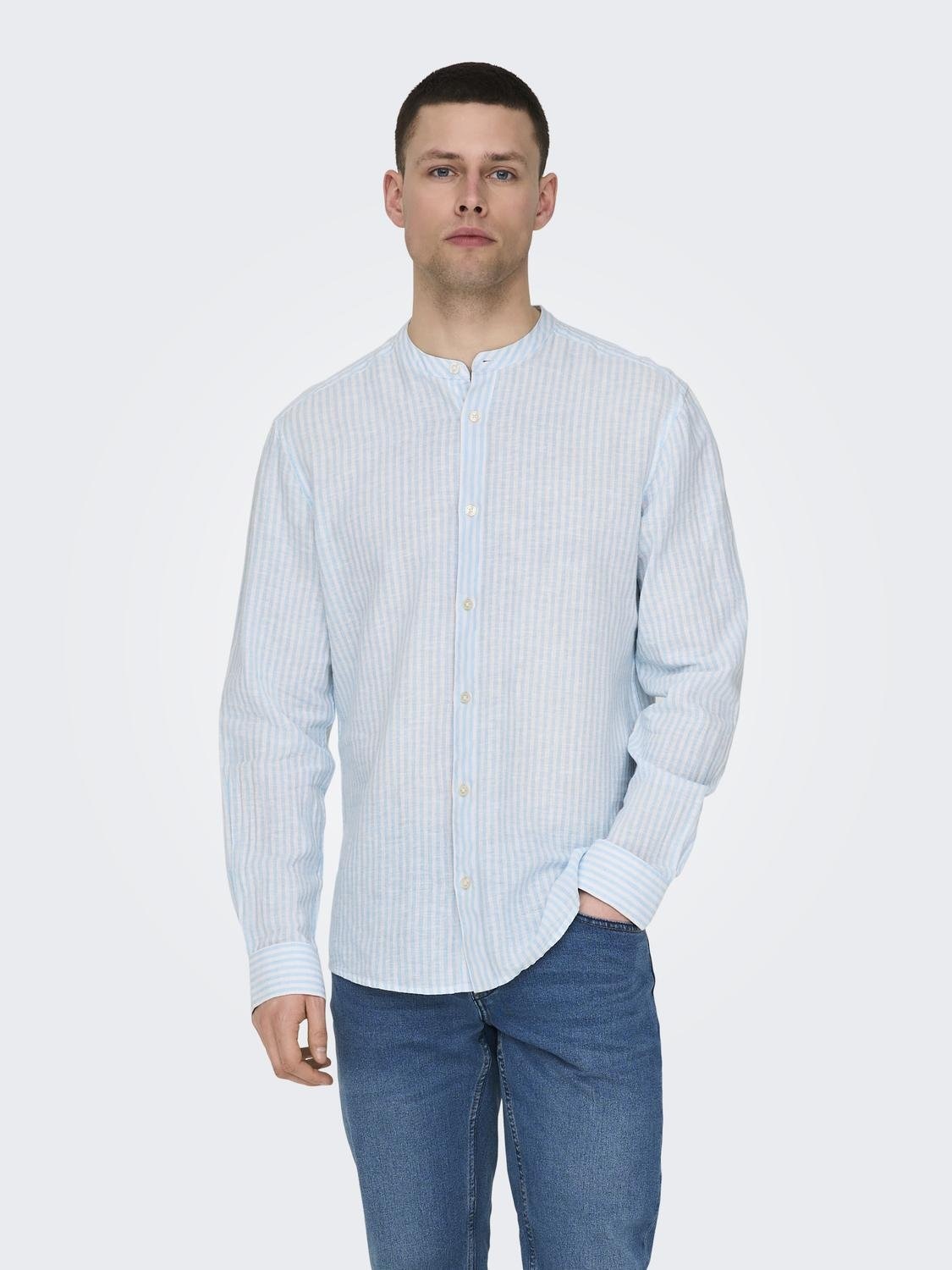 ONLY & SONS Langarmhemd »ONSCAIDEN LS MAO STRIPE LINEN SHIRT NOOS«