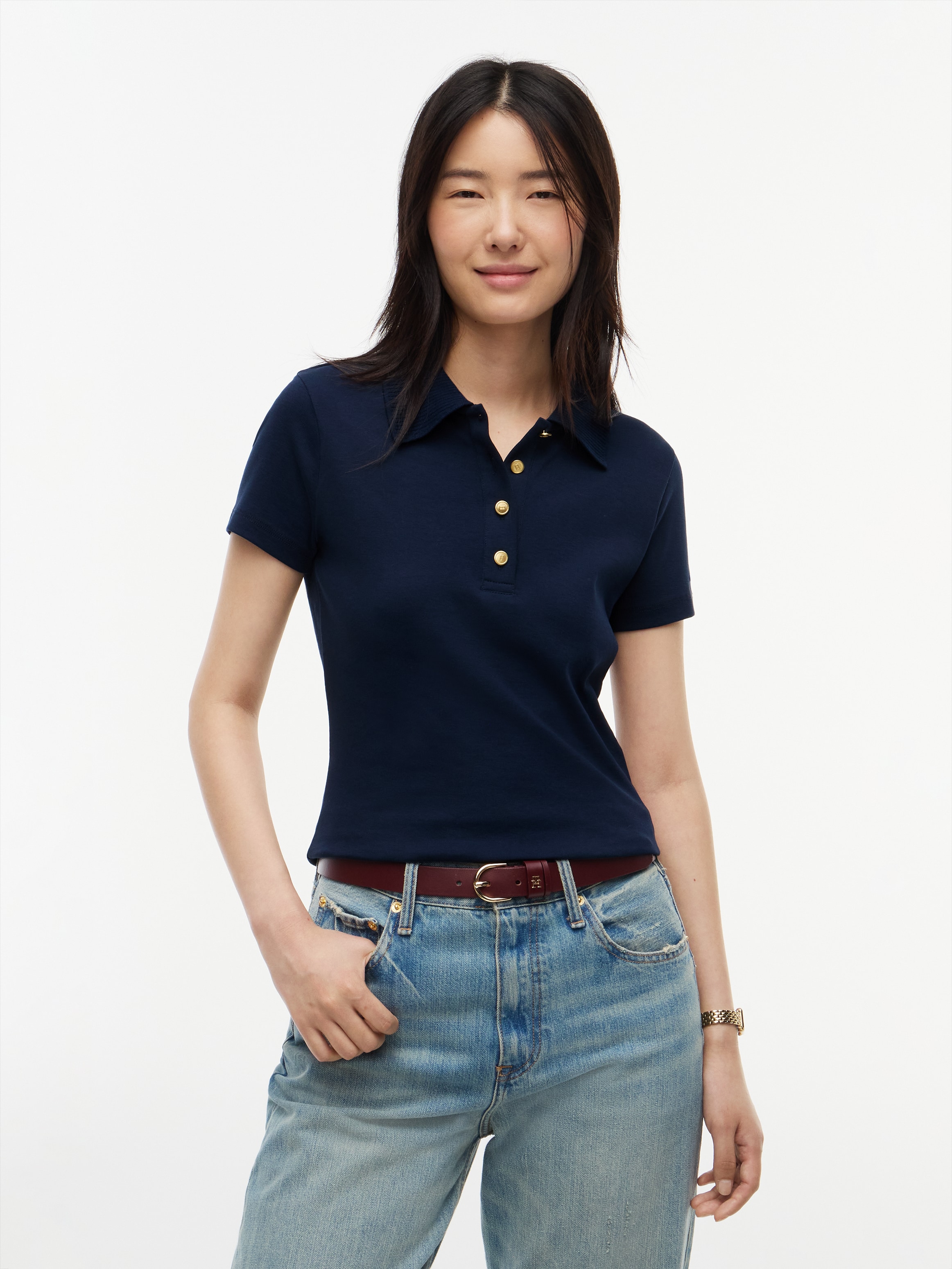 Image of Tommy Hilfiger Poloshirt "GOLD BUTTON REG S/S POLO" Baumwolle